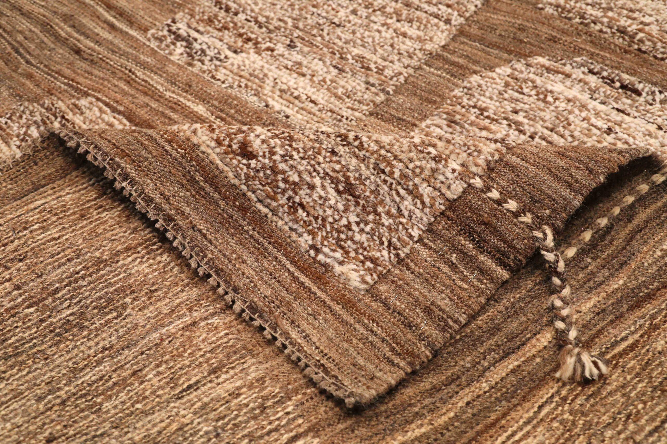 Tribale Tappeti Afghanistan Moroccan Area Rugs - Wool Brown Design - 96416 in vendita