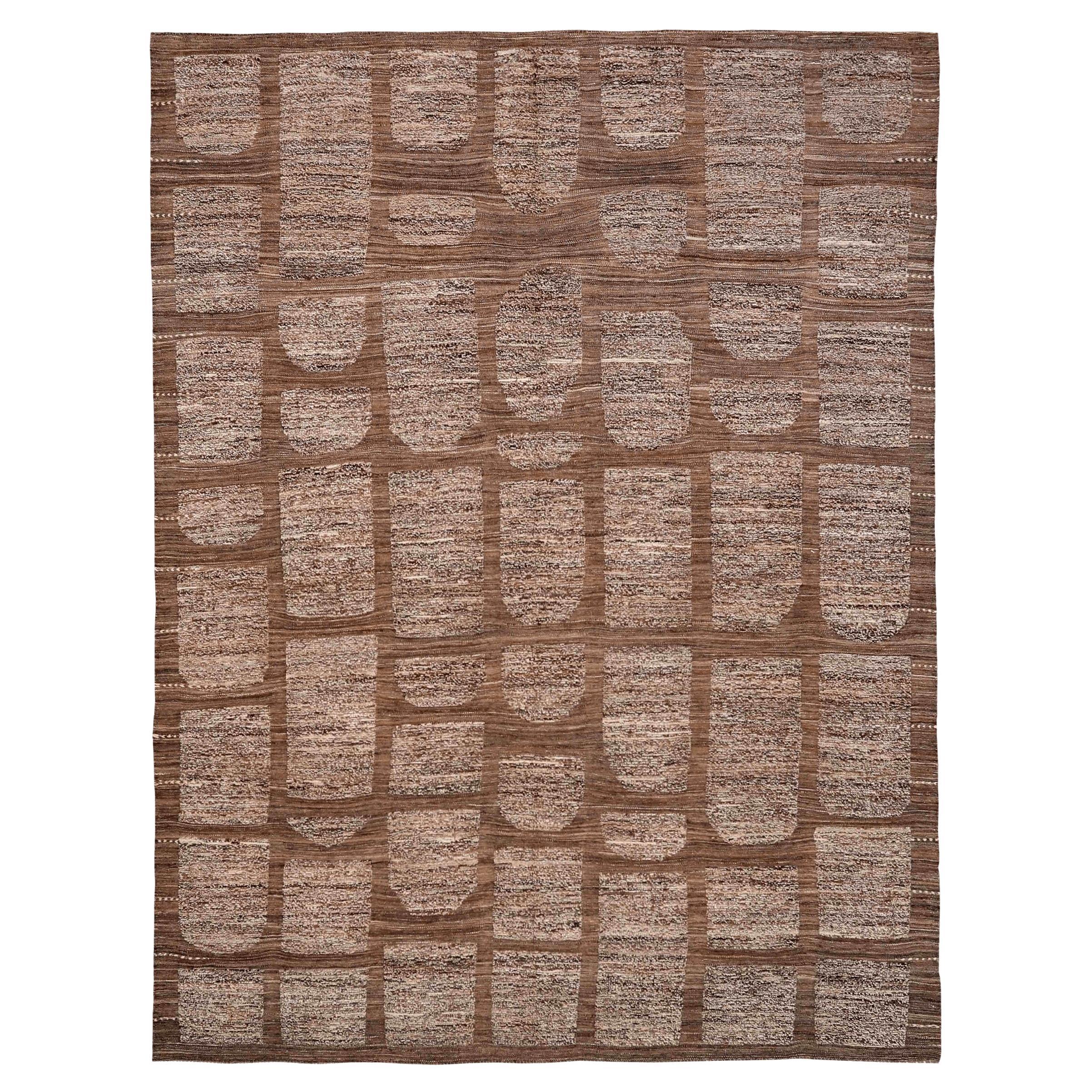 Tappeti Afghanistan Moroccan Area Rugs - Wool Brown Design - 96416 in vendita