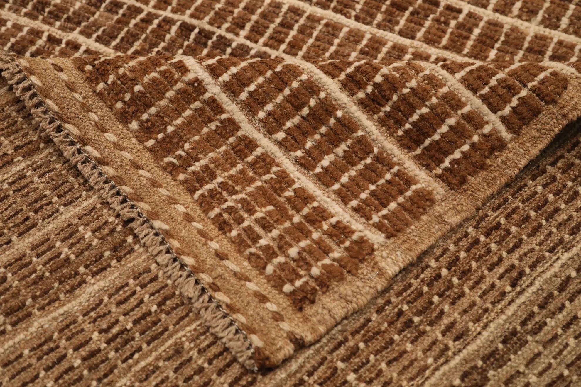 Afghanistan Moroccan Area Rugs - Wool Brown Design - 98474 In Excellent Condition For Sale In Dallas, TX