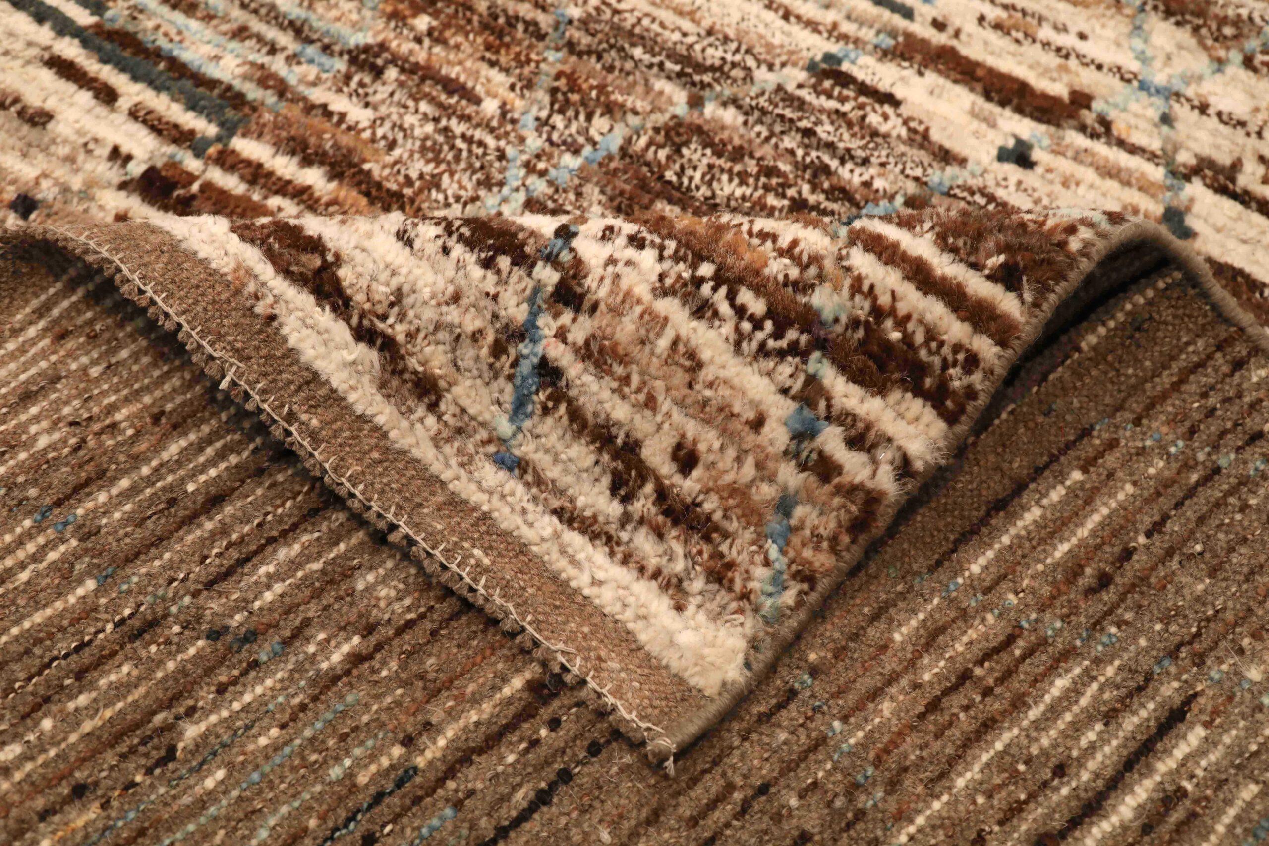 Tribal Afghanistan Moroccan Area Rugs - Wool Brown Gray Ivory Design - 96414 For Sale