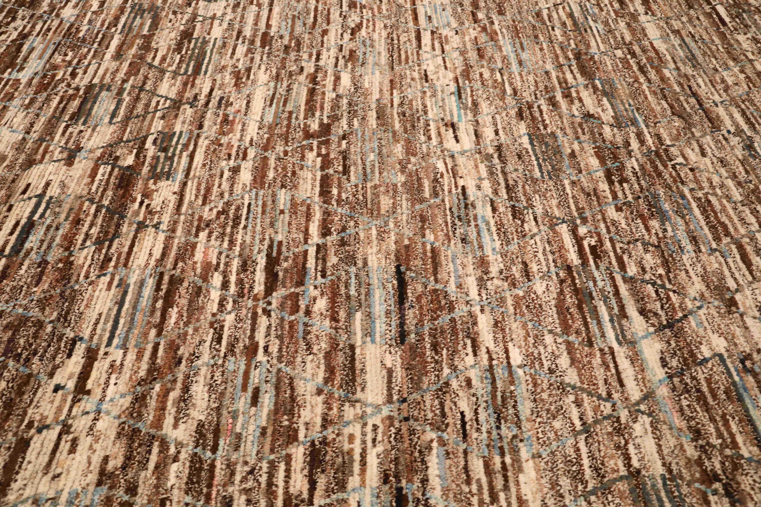 20th Century Afghanistan Moroccan Area Rugs - Wool Brown Gray Ivory Design - 96414 For Sale