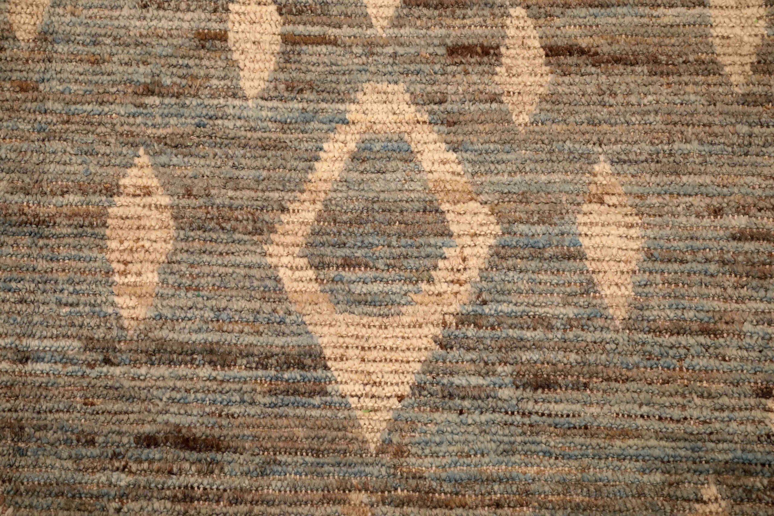 Afghanistan Tapis de zone marocain - Laine Brown Gray Ivory Design - 96442 Excellent état - En vente à Dallas, TX