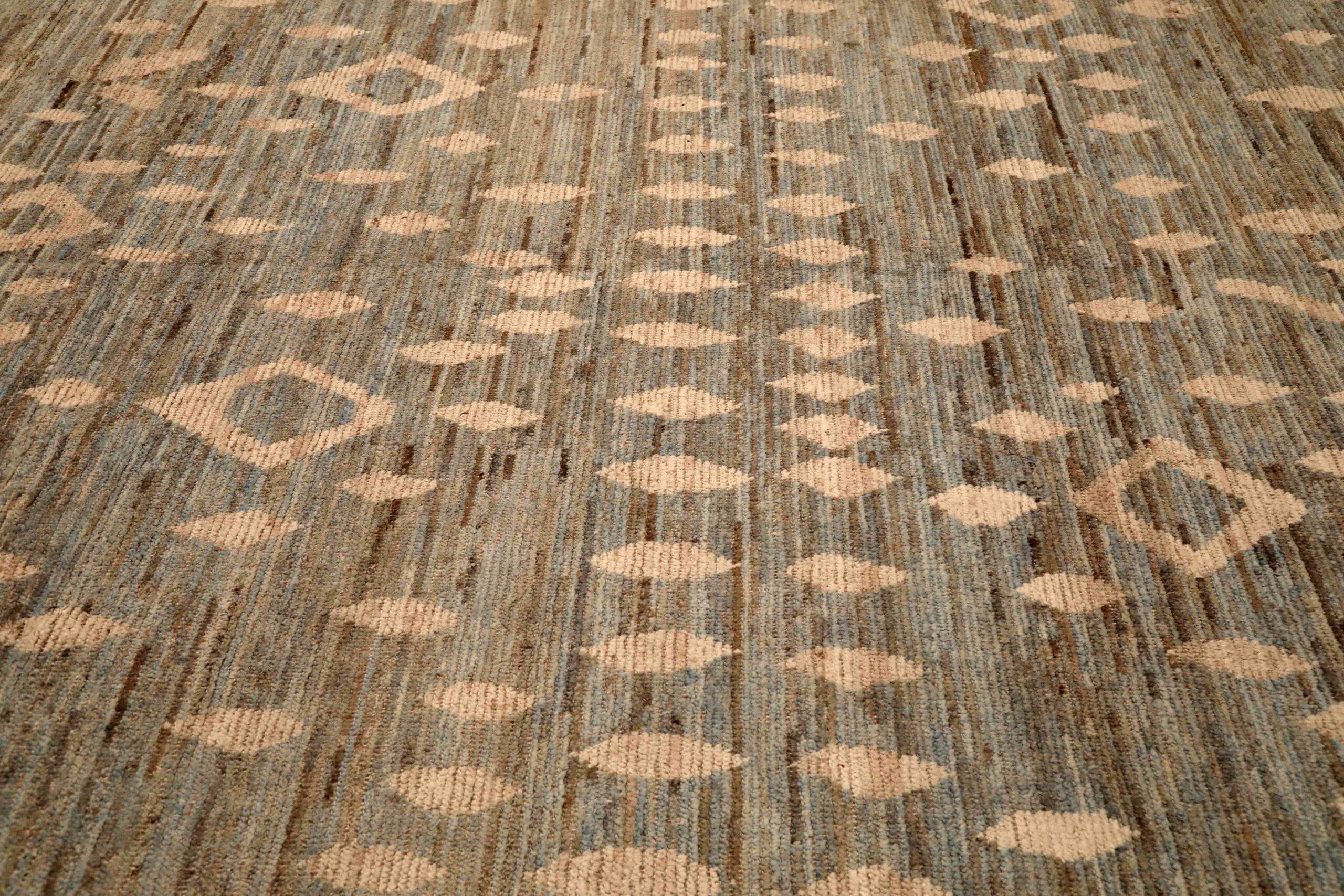 20ième siècle Afghanistan Tapis de zone marocain - Laine Brown Gray Ivory Design - 96442 en vente
