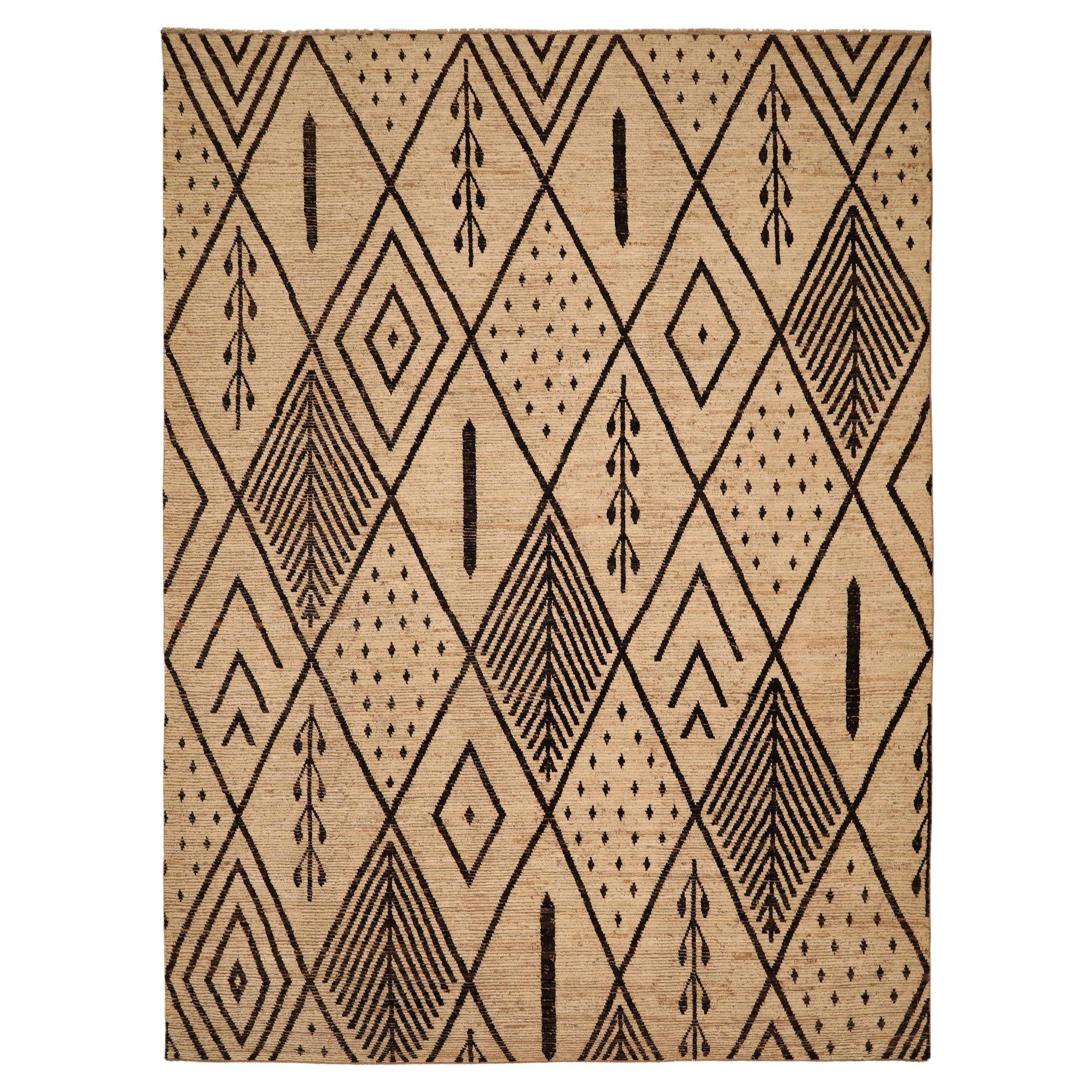 Tappeti Afghanistan Moroccan Area Rugs - Lana Marrone Avorio Design - 93594