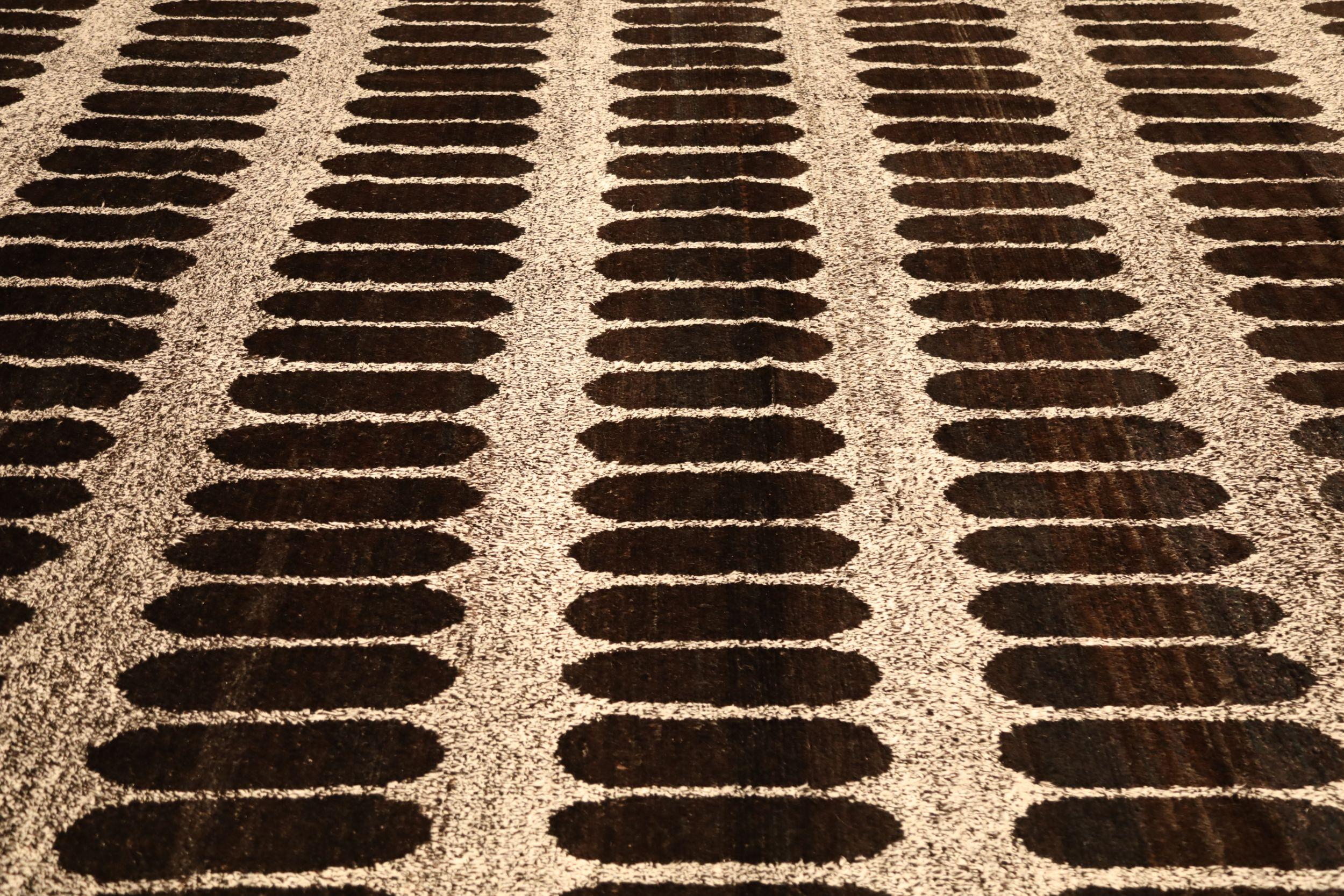 Tribale Tappeti Afghanistan Moroccan Area Rugs - Lana Marrone Avorio Design - 93787 in vendita