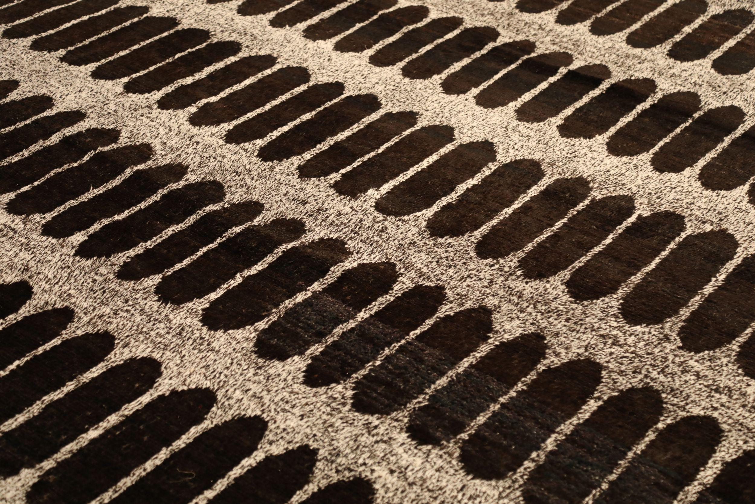 Tappeti Afghanistan Moroccan Area Rugs - Lana Marrone Avorio Design - 93787 In condizioni ottime in vendita a Dallas, TX