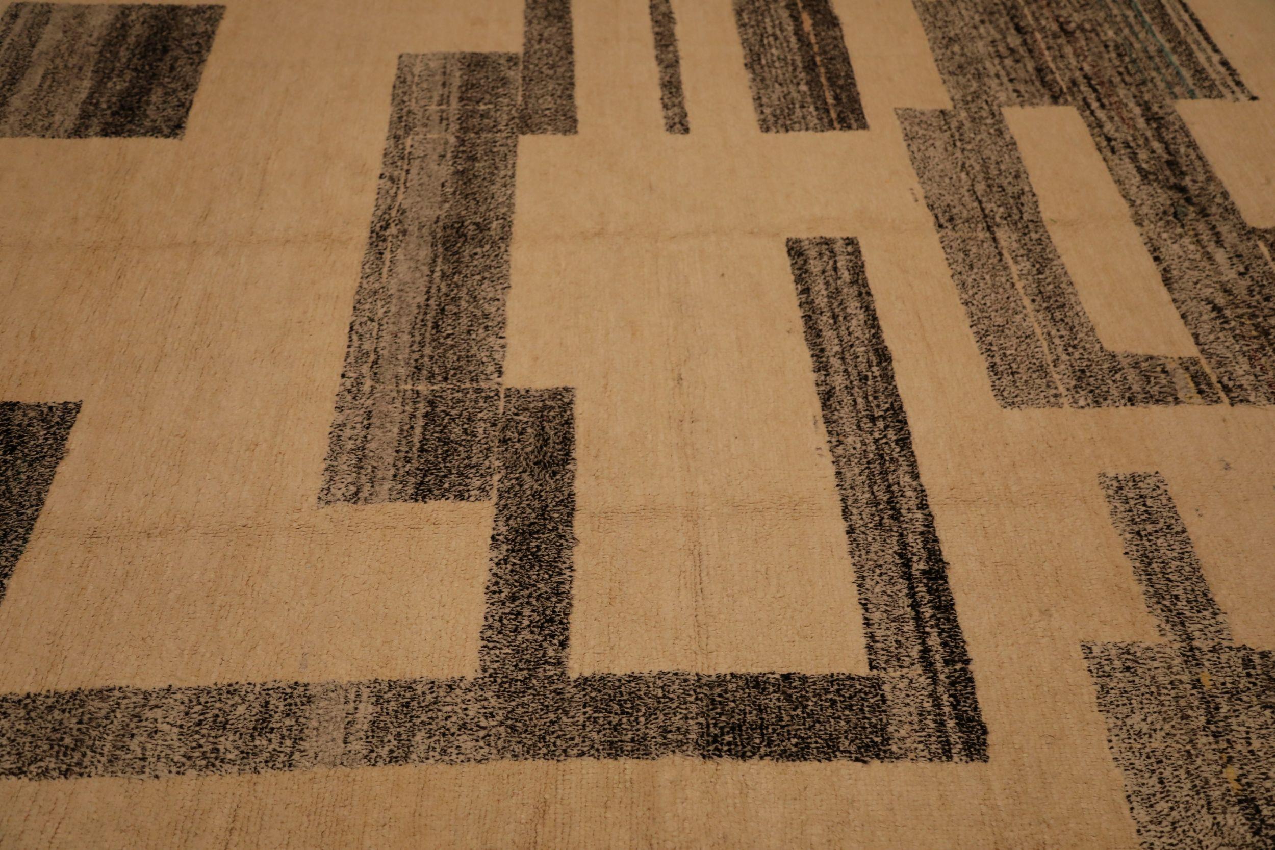 Tribale Tappeti Afghanistan Moroccan Area Rugs - Lana Marrone Avorio Design - 93788 in vendita