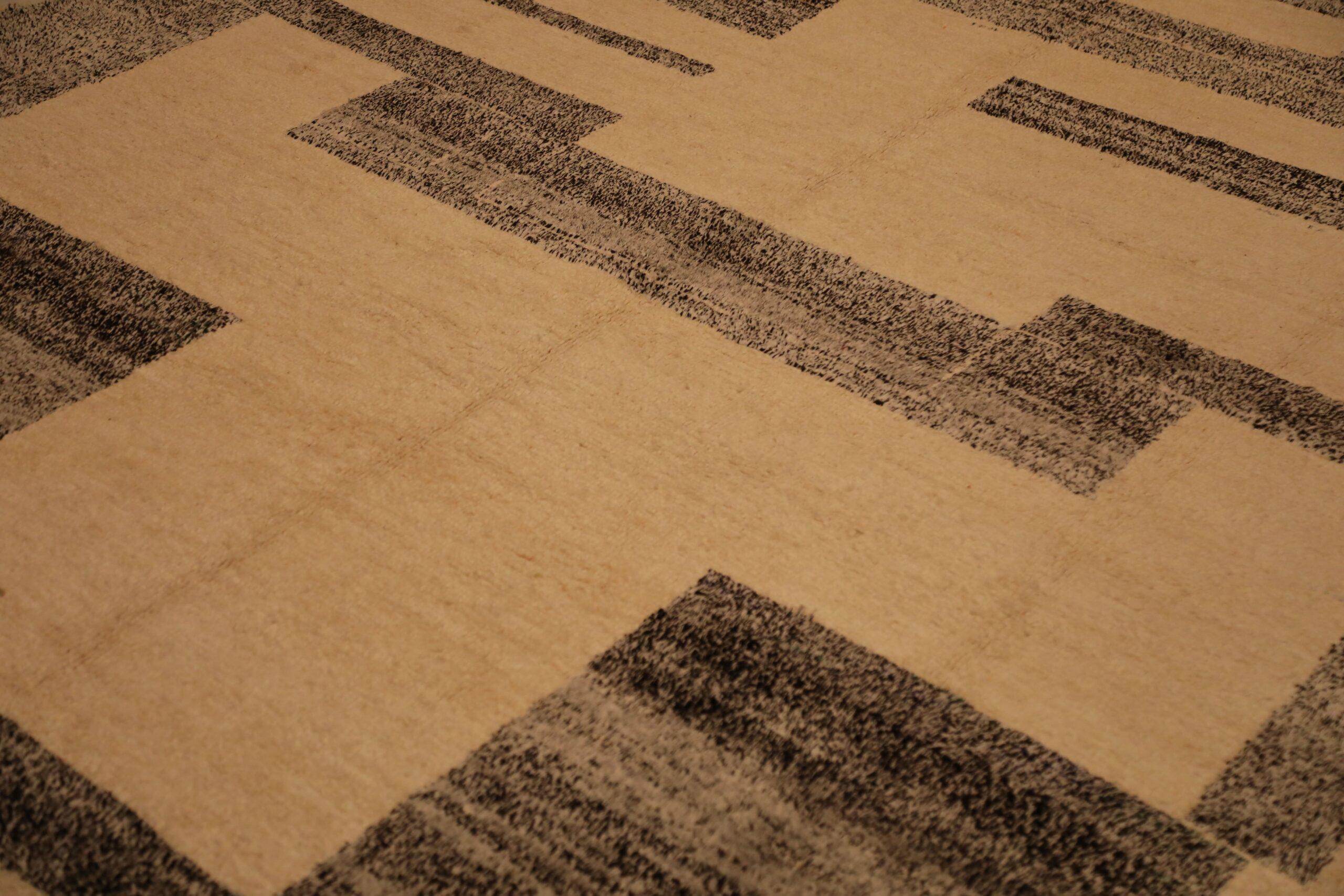 Afghano Tappeti Afghanistan Moroccan Area Rugs - Lana Marrone Avorio Design - 93788 in vendita