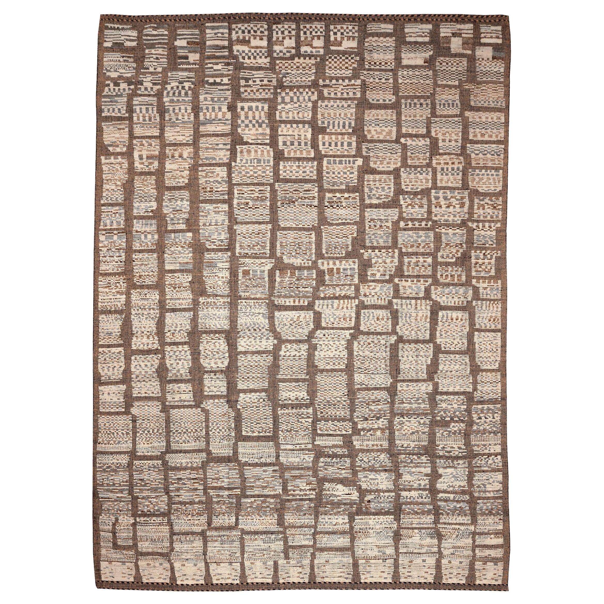 Tappeti Afghanistan Moroccan Area Rugs - Lana Marrone Avorio Design - 94346
