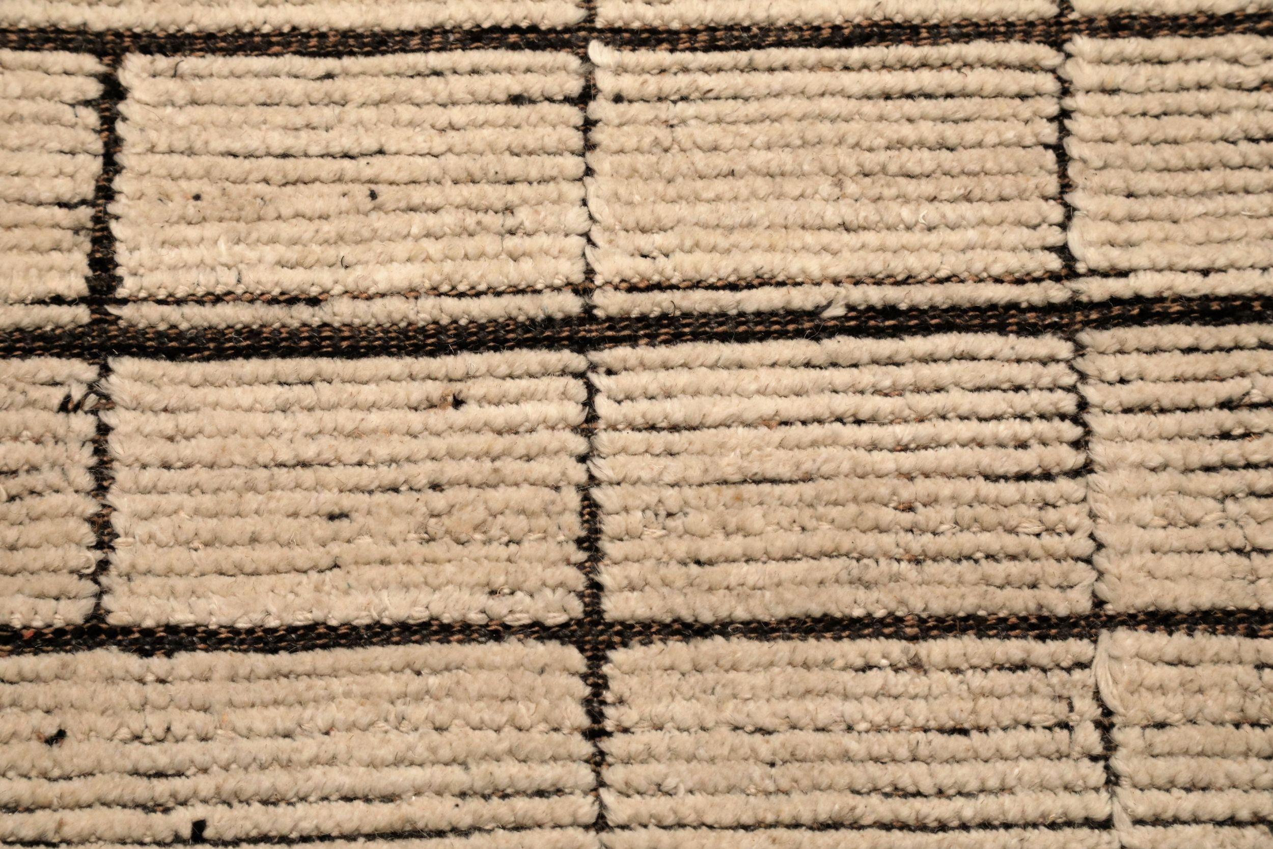 Tappeti Afghanistan Moroccan Area Rugs - Lana Marrone Avorio Design - 94348 In condizioni ottime in vendita a Dallas, TX