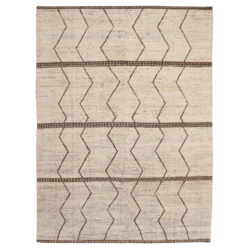 Tappeti Afghanistan Moroccan Area Rugs - Lana Marrone Avorio Design - 94354