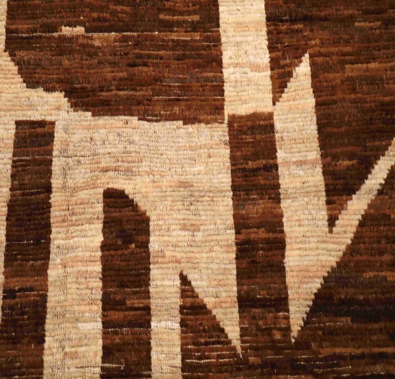 Tribale Tappeti Afghanistan Moroccan Area Rugs - Lana Marrone Avorio Design - 96371 in vendita