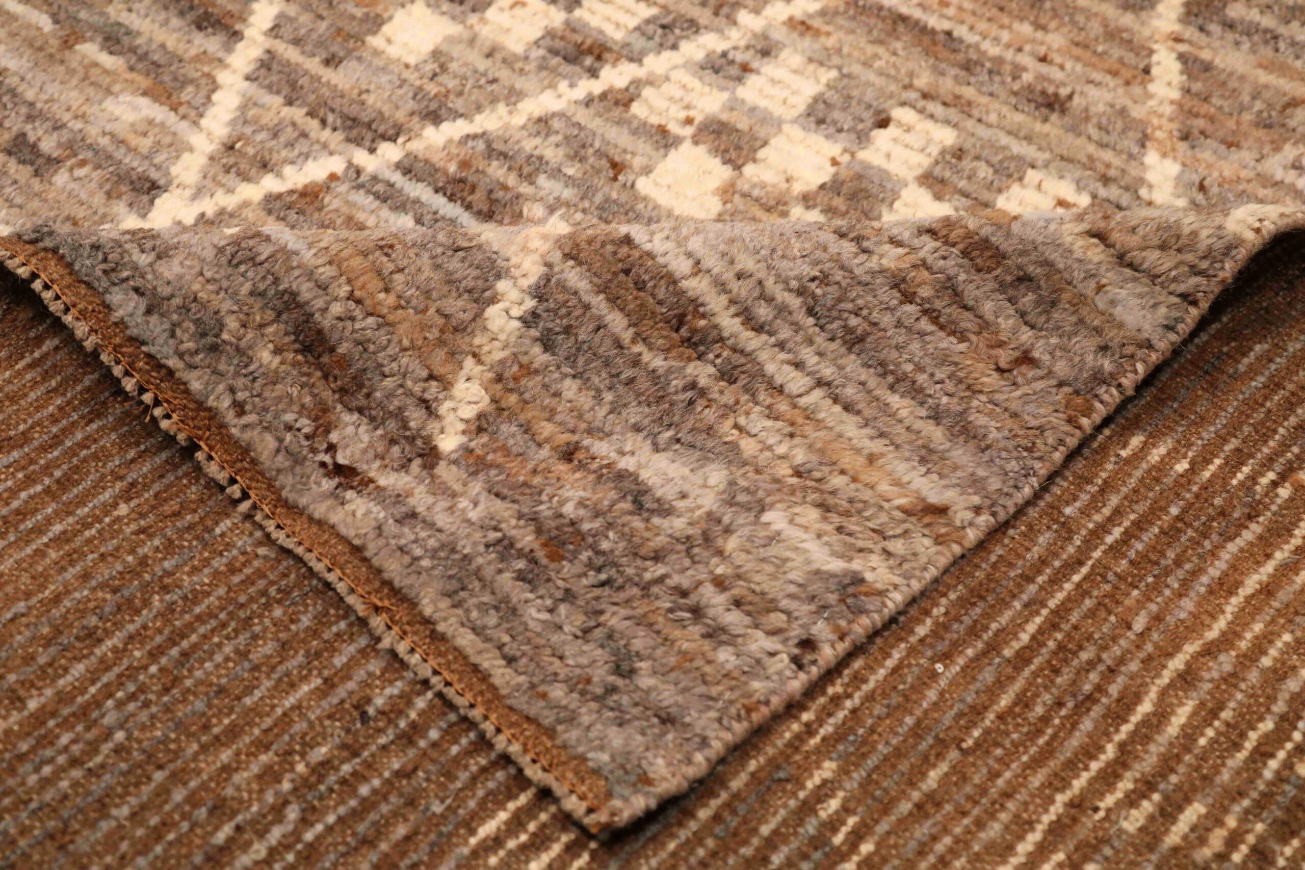 Tappeti Afghanistan Moroccan Area Rugs - Lana Marrone Avorio Design - 96384 In condizioni ottime in vendita a Dallas, TX