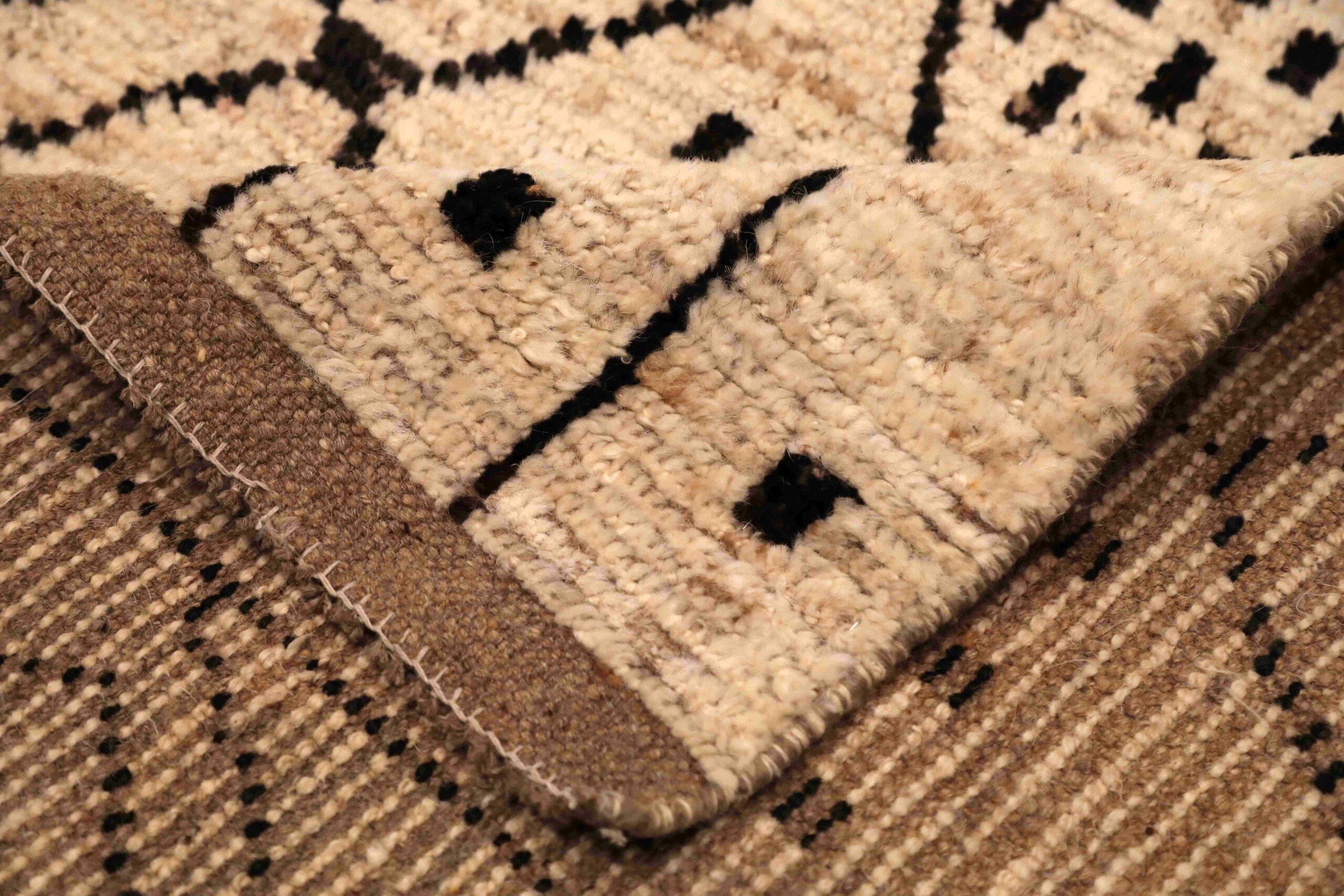 Tribale Tappeti Afghanistan Moroccan Area Rugs - Lana Marrone Avorio Design - 96389 in vendita