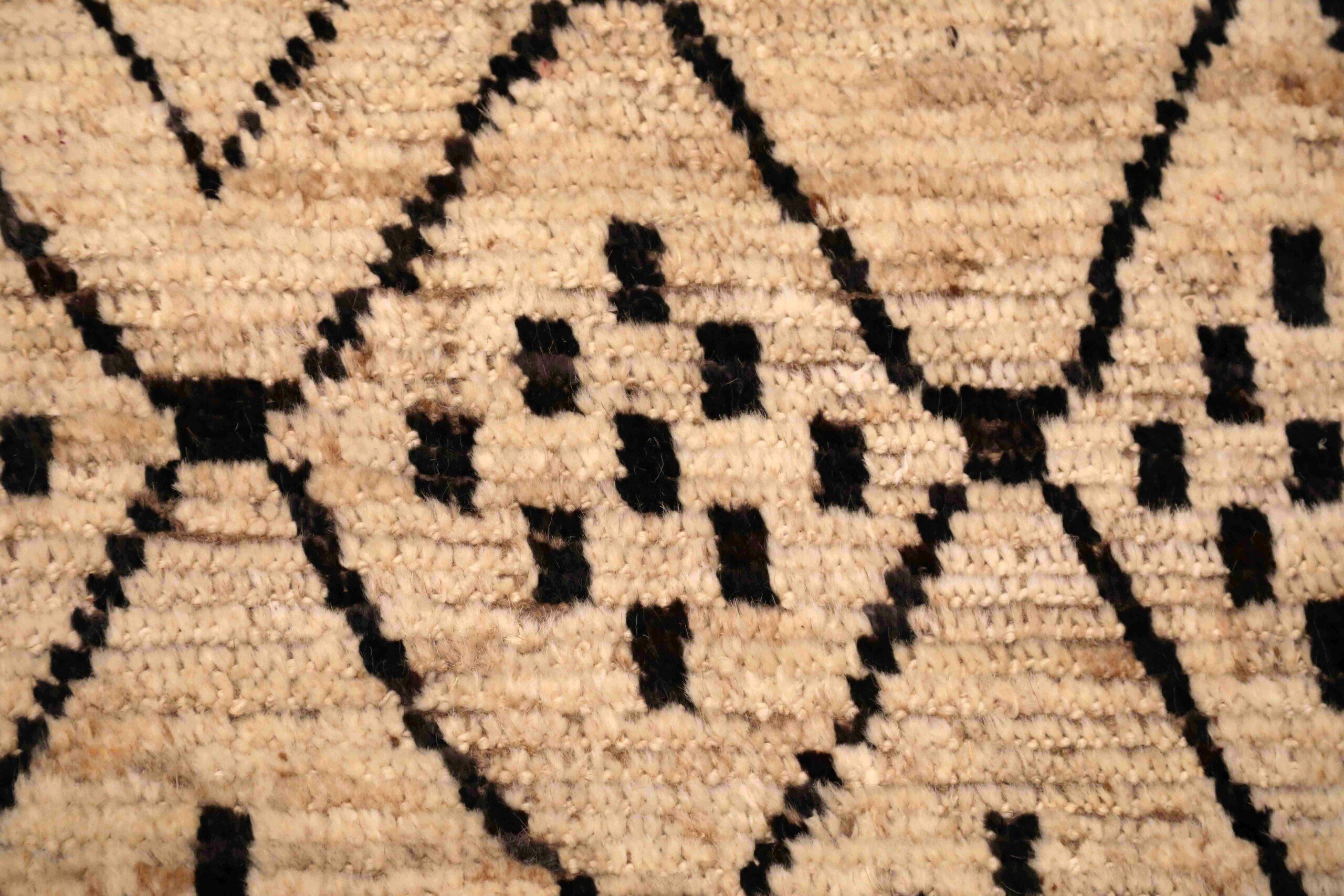 Afghano Tappeti Afghanistan Moroccan Area Rugs - Lana Marrone Avorio Design - 96389 in vendita