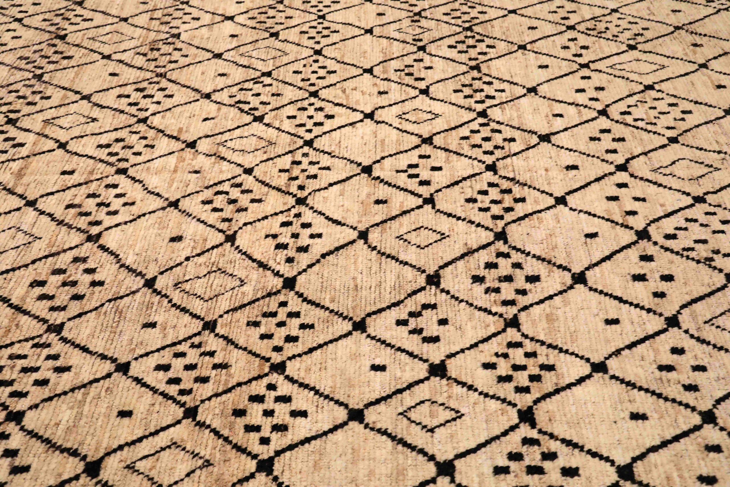 Tappeti Afghanistan Moroccan Area Rugs - Lana Marrone Avorio Design - 96389 In condizioni ottime in vendita a Dallas, TX