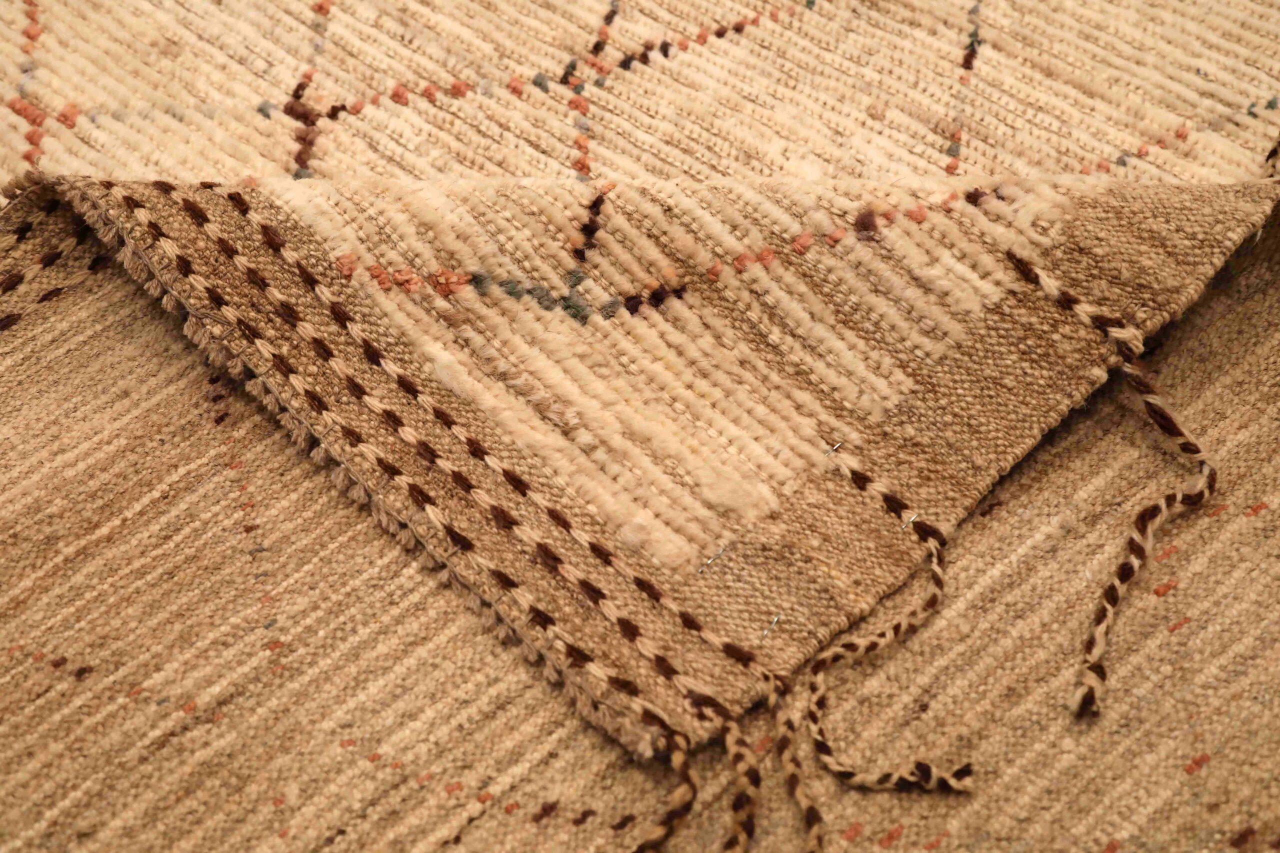 Tribale Tappeti Afghanistan Moroccan Area Rugs - Lana Marrone Avorio Design - 96391 in vendita