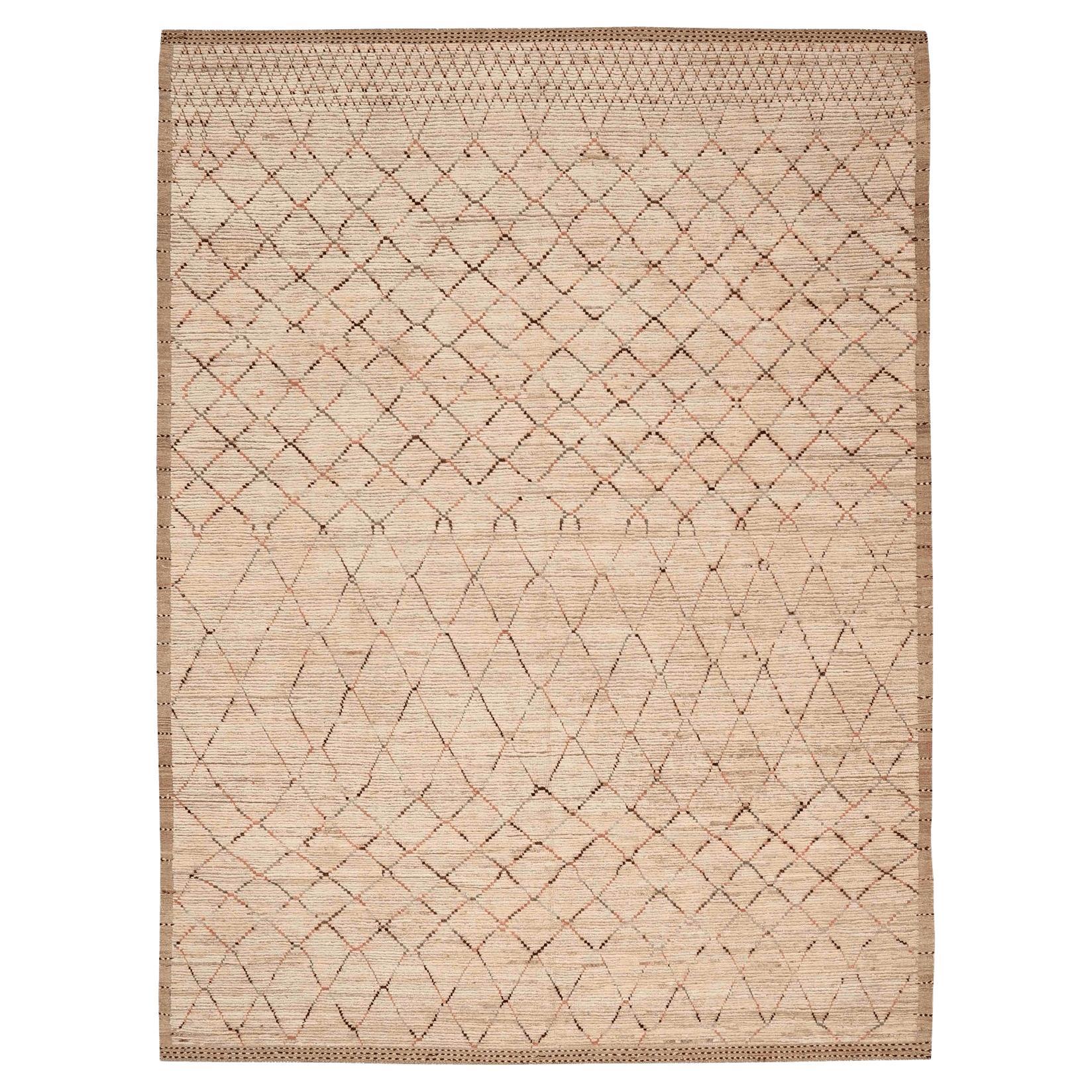 Tappeti Afghanistan Moroccan Area Rugs - Lana Marrone Avorio Design - 96391