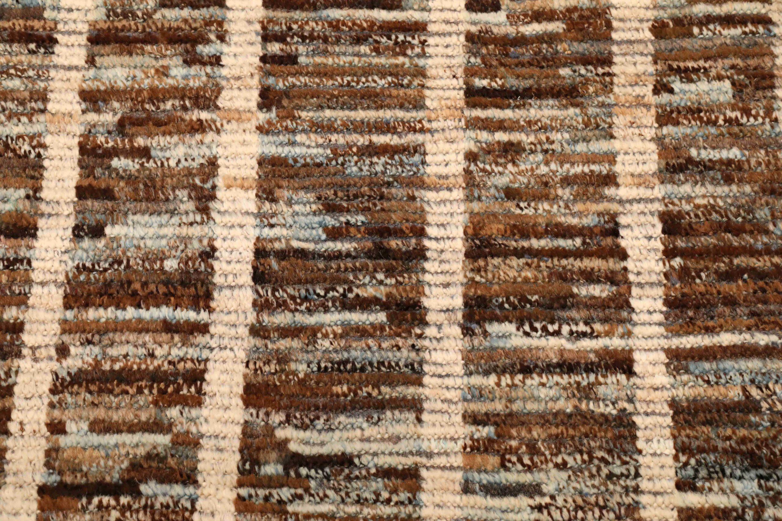 Afghano Tappeti Afghanistan Moroccan Area Rugs - Lana Marrone Avorio Design - 96394 in vendita