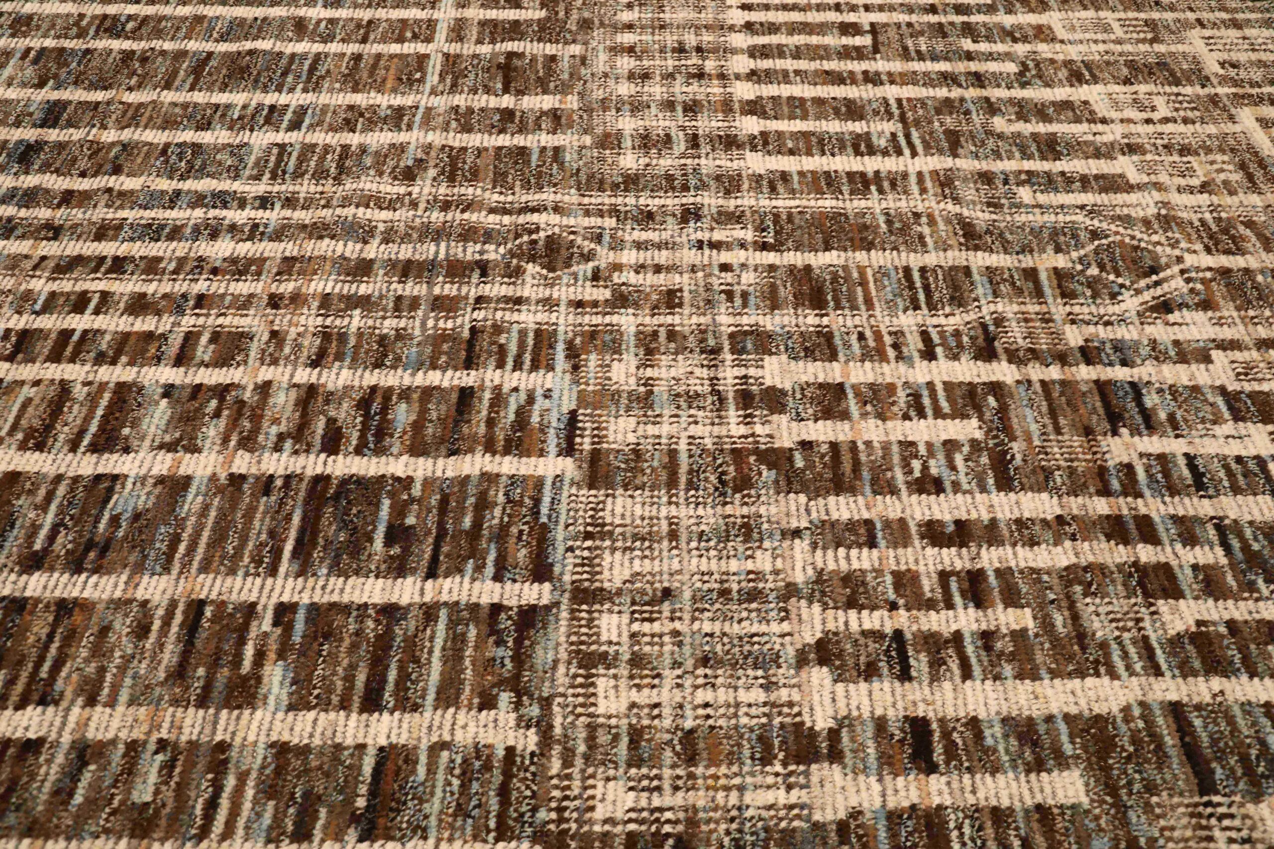 Tappeti Afghanistan Moroccan Area Rugs - Lana Marrone Avorio Design - 96394 In condizioni ottime in vendita a Dallas, TX