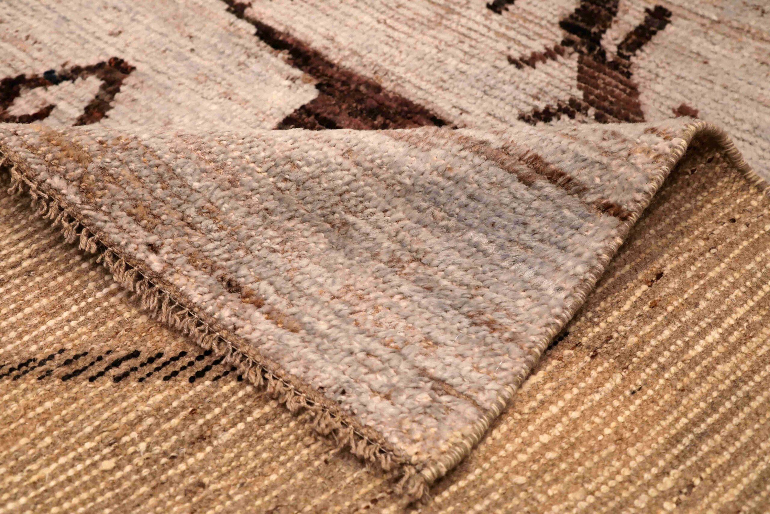 Tribale Tappeti Afghanistan Moroccan Area Rugs - Lana Marrone Avorio Design - 96397 in vendita