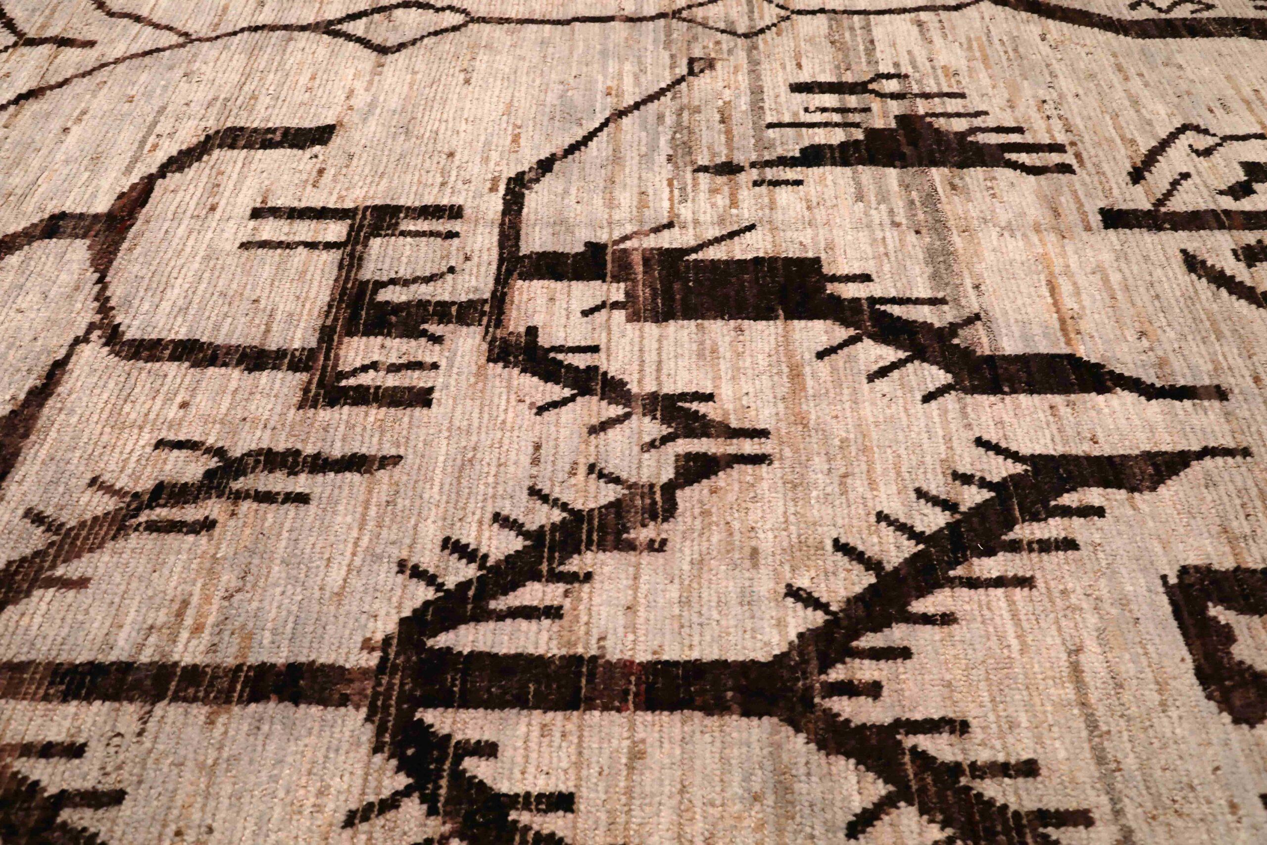 Tappeti Afghanistan Moroccan Area Rugs - Lana Marrone Avorio Design - 96397 In condizioni ottime in vendita a Dallas, TX
