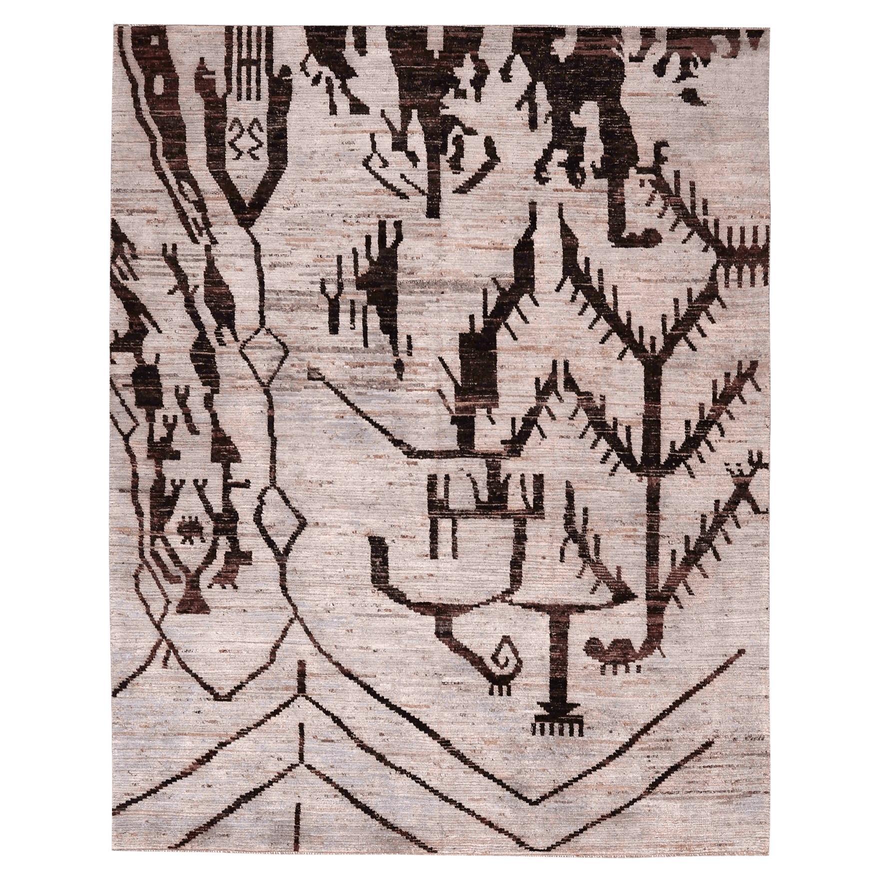 Tappeti Afghanistan Moroccan Area Rugs - Lana Marrone Avorio Design - 96397 in vendita