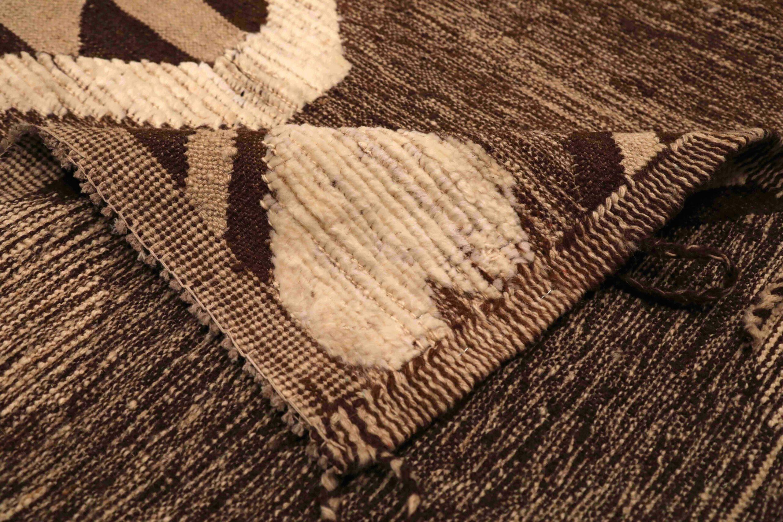 Tribale Tappeti Afghanistan Moroccan Area Rugs - Lana Marrone Avorio Design - 96401 in vendita