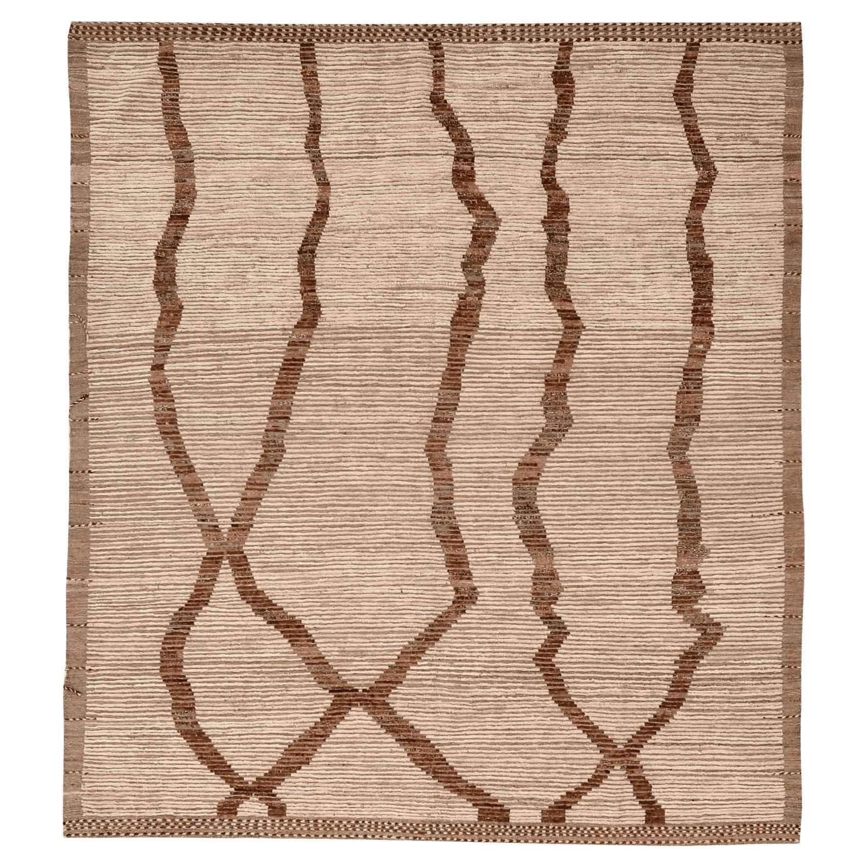 Tappeti Afghanistan Moroccan Area Rugs - Lana Marrone Avorio Design - 96405
