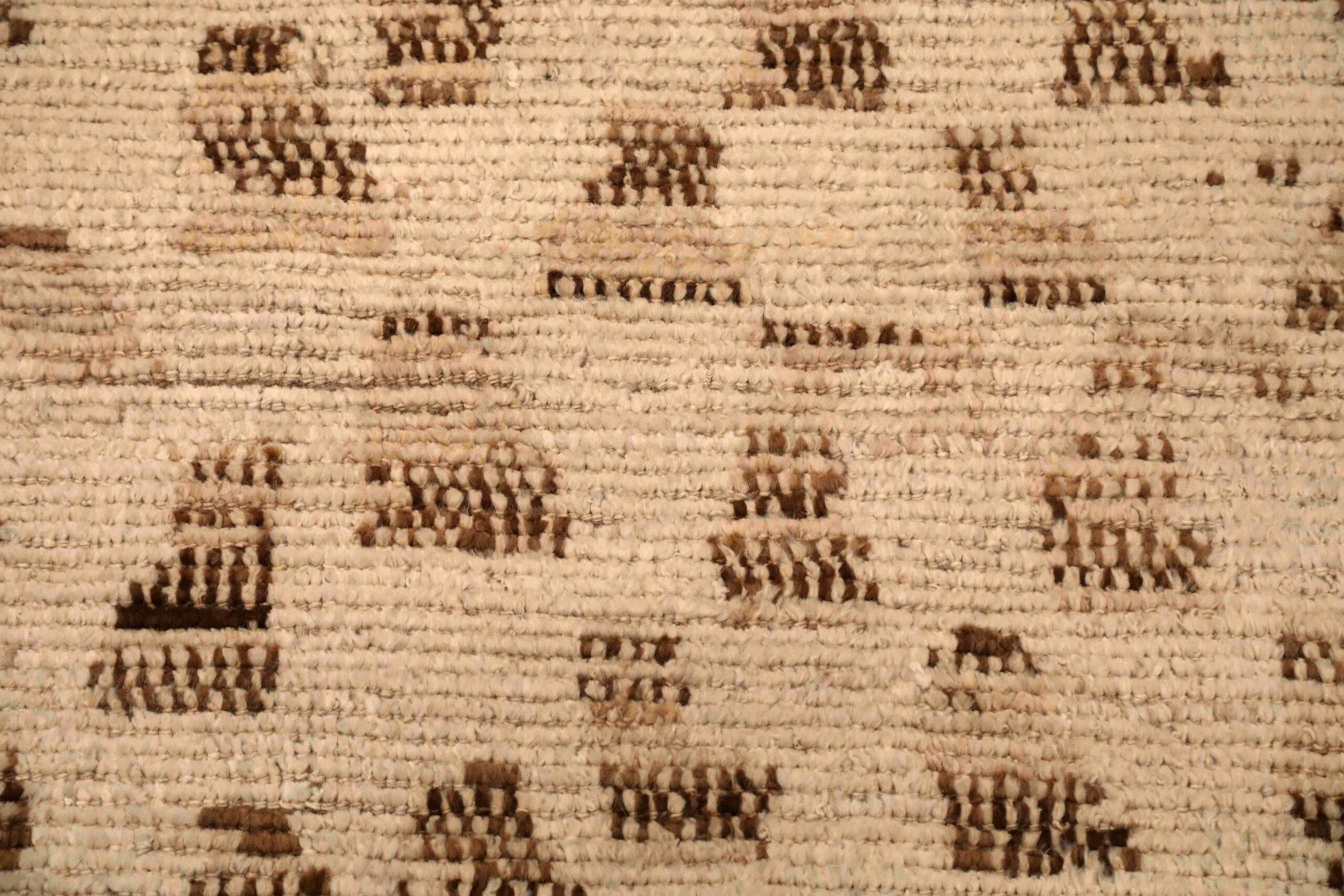 Afghano Tappeti Afghanistan Moroccan Area Rugs - Lana Marrone Avorio Design - 96409 in vendita