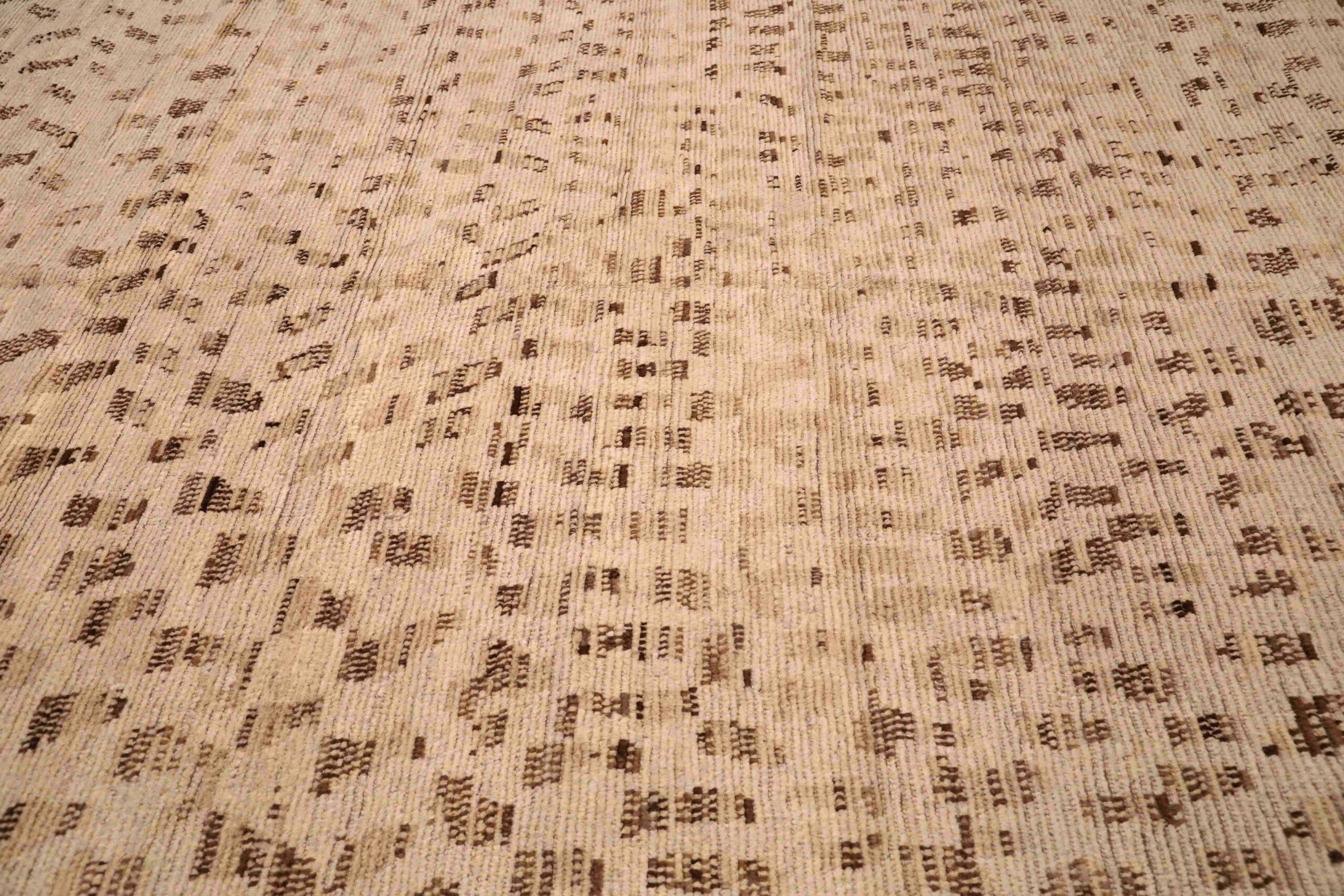 Annodato a mano Tappeti Afghanistan Moroccan Area Rugs - Lana Marrone Avorio Design - 96409 in vendita