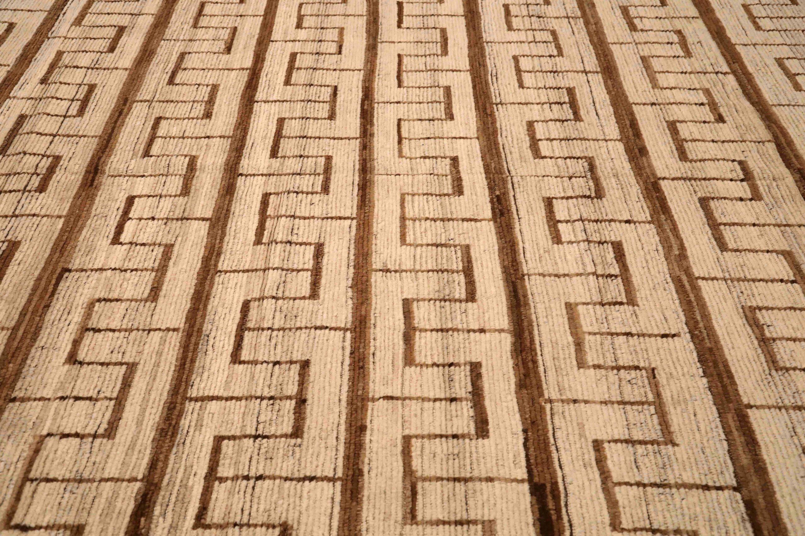 Tappeti Afghanistan Moroccan Area Rugs - Lana Marrone Avorio Design - 96412 In condizioni ottime in vendita a Dallas, TX