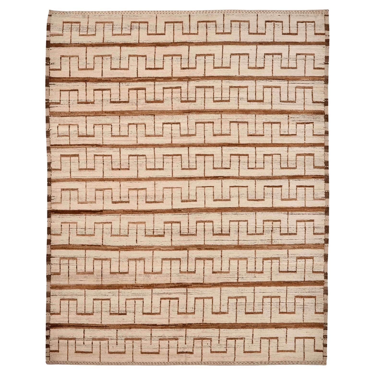 Tappeti Afghanistan Moroccan Area Rugs - Lana Marrone Avorio Design - 96412