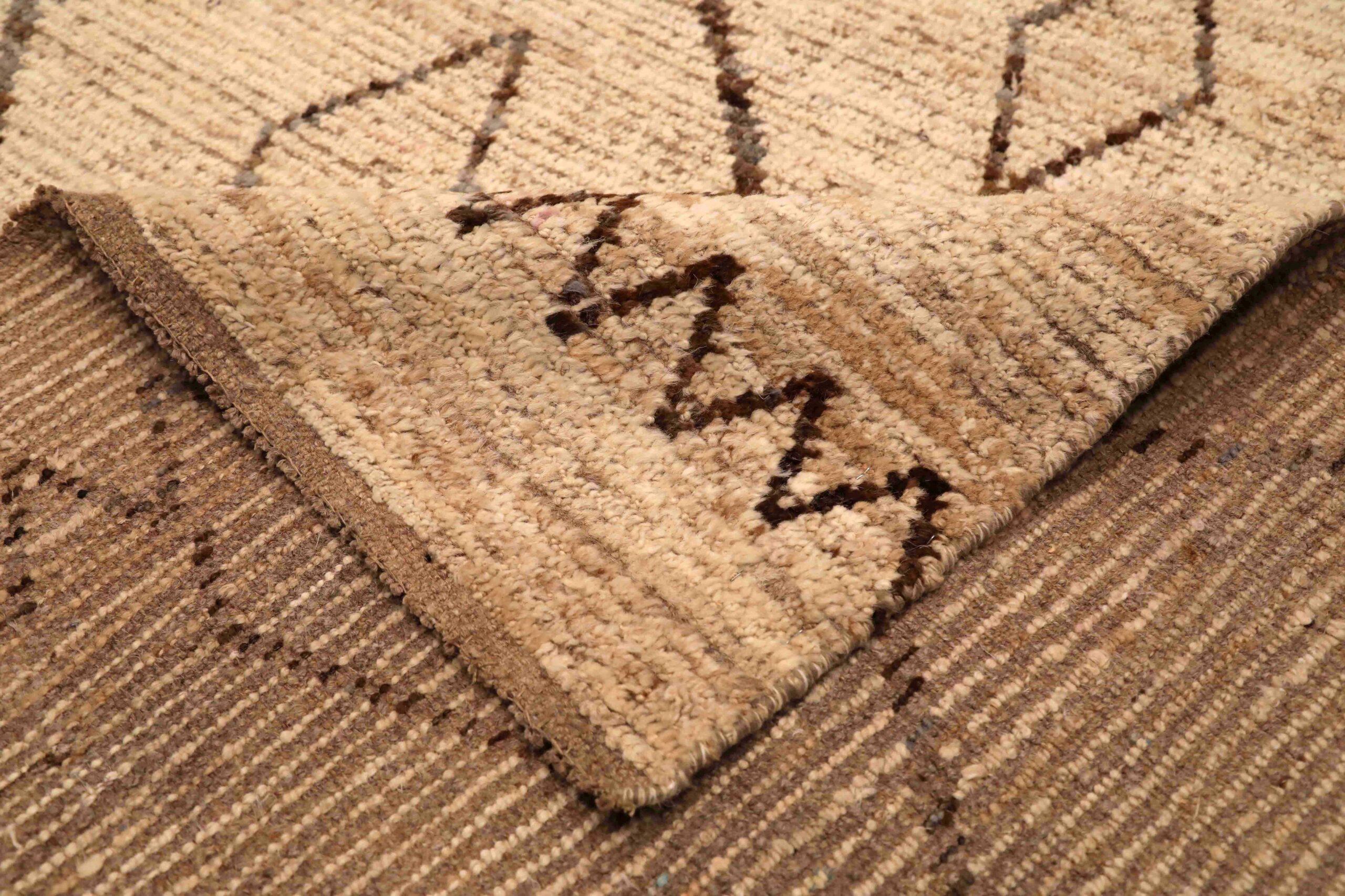 Tribale Tappeti Afghanistan Moroccan Area Rugs - Lana Marrone Avorio Design - 96423 in vendita