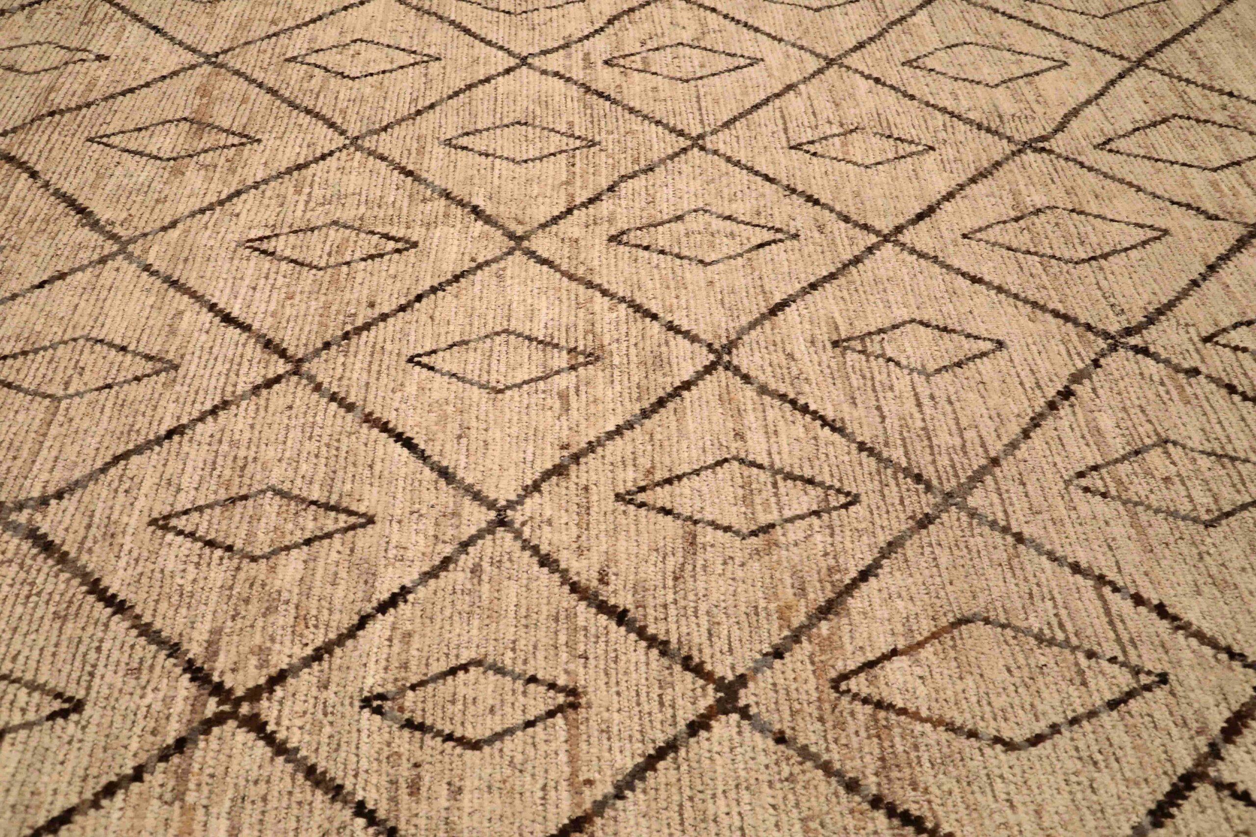 Tappeti Afghanistan Moroccan Area Rugs - Lana Marrone Avorio Design - 96423 In condizioni ottime in vendita a Dallas, TX