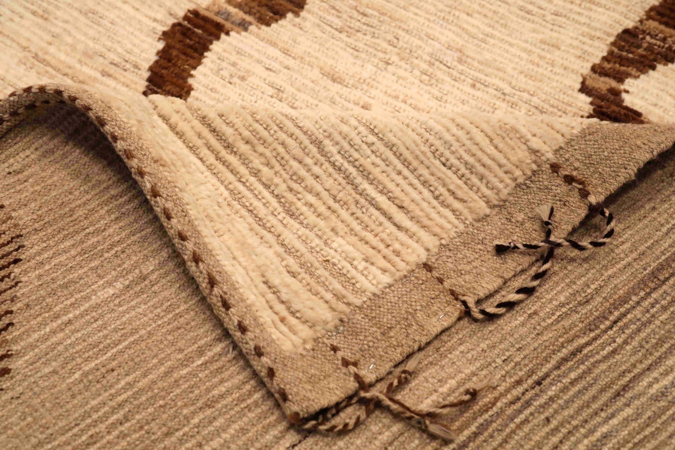 Afghanistan Marokkanische Teppiche - Wolle Braun Elfenbein Design - 96429 (Stammeskunst) im Angebot
