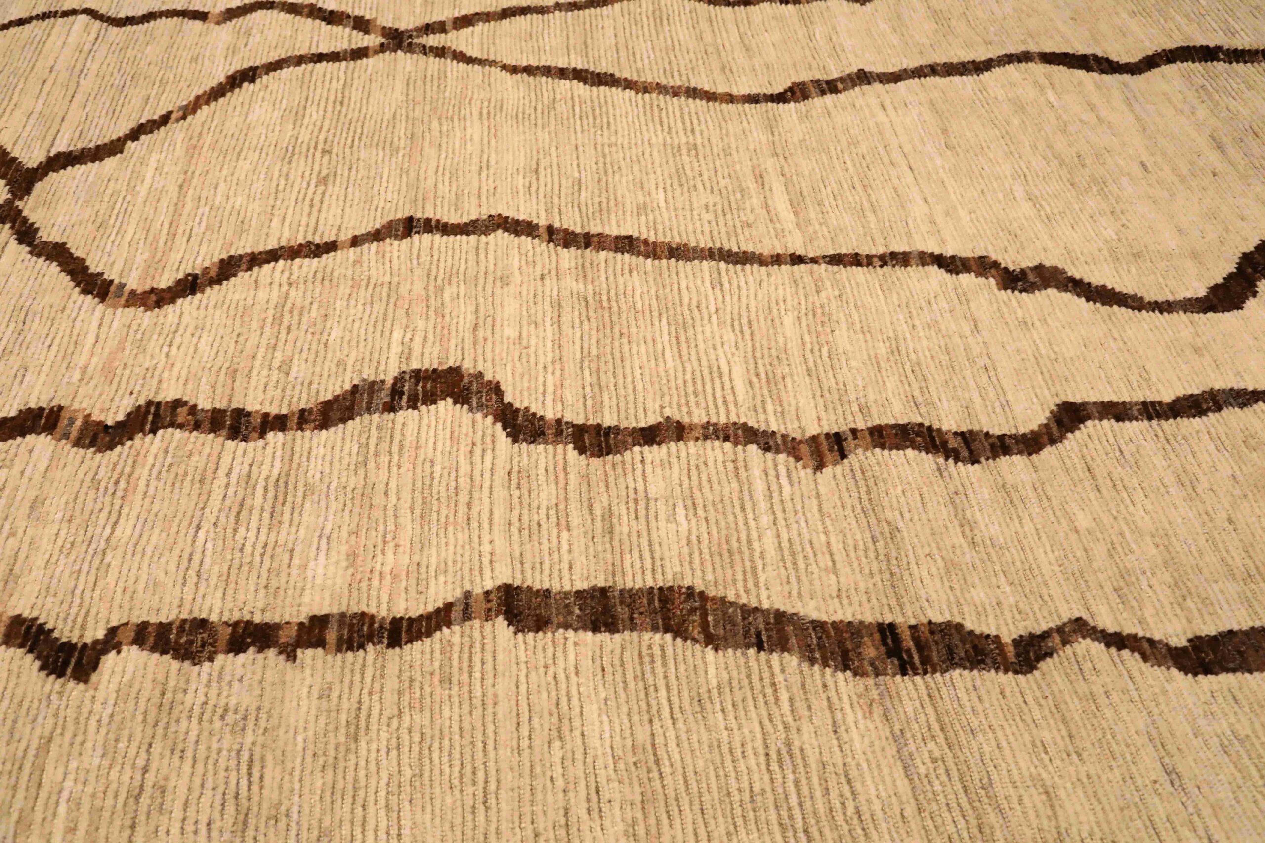 Afghanistan Marokkanische Teppiche - Wolle Braun Elfenbein Design - 96429 (Handgeknüpft) im Angebot