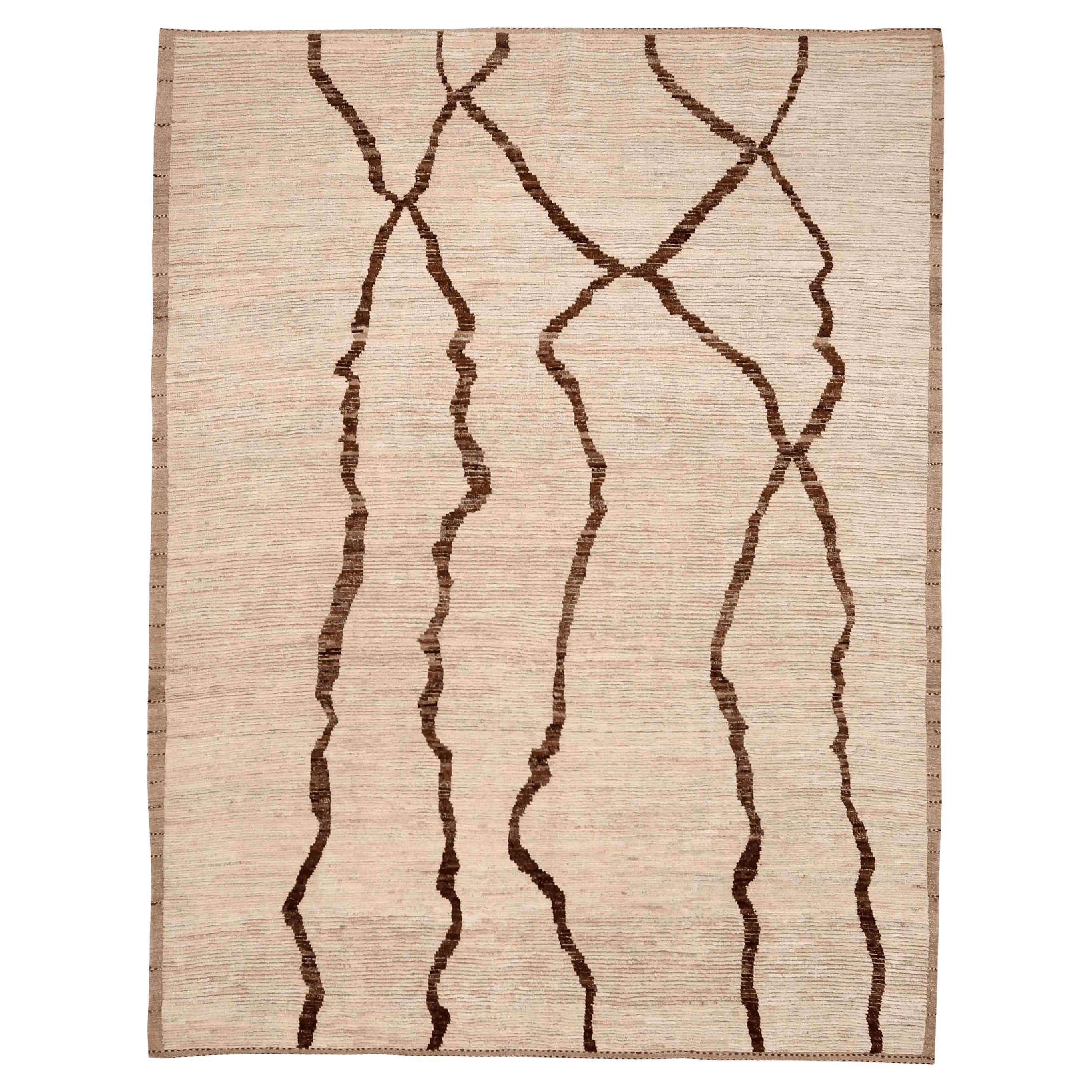 Tappeti Afghanistan Moroccan Area Rugs - Lana Marrone Avorio Design - 96429