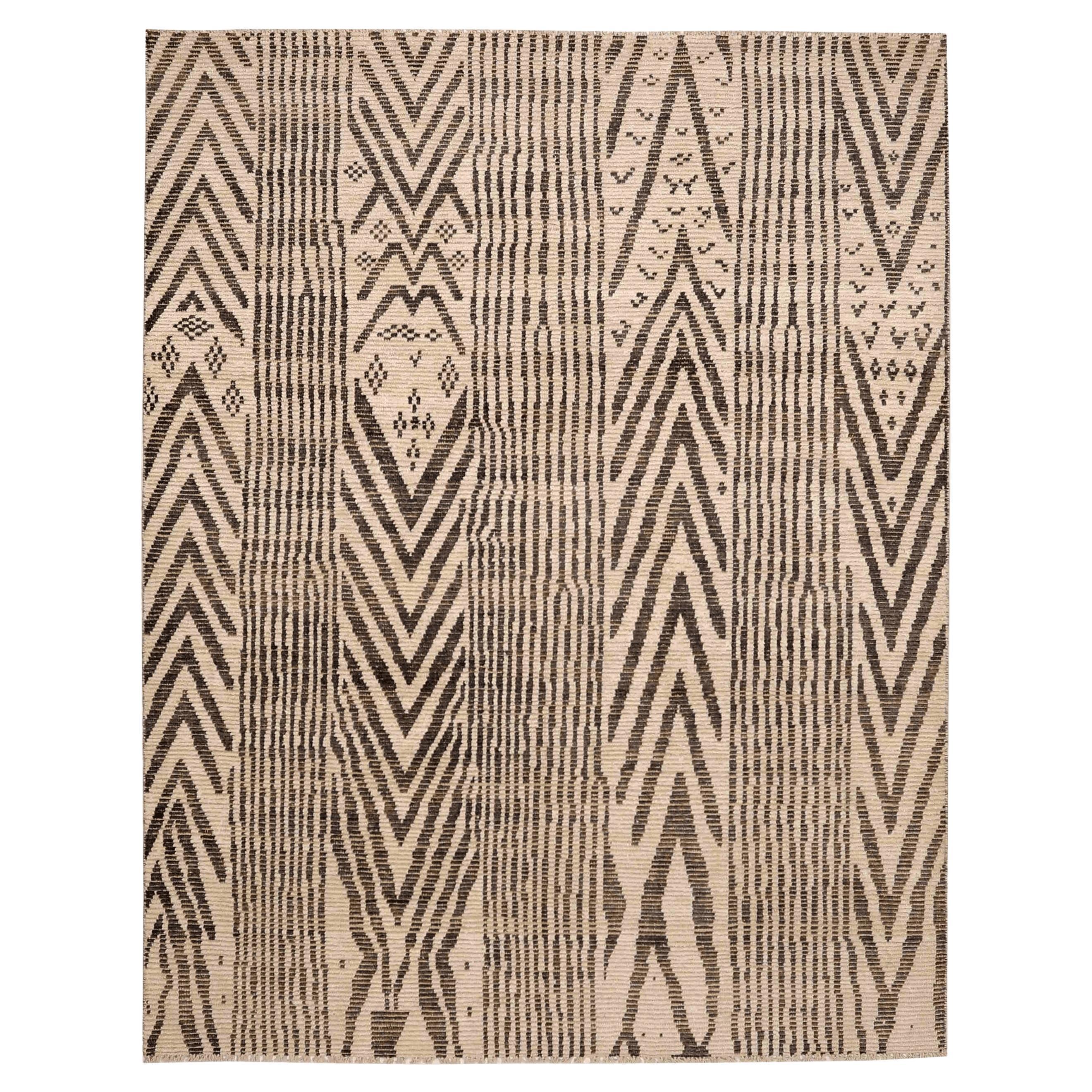 Afghanistan Marokkanische Teppiche - Wolle Braun Elfenbein Design - 96434