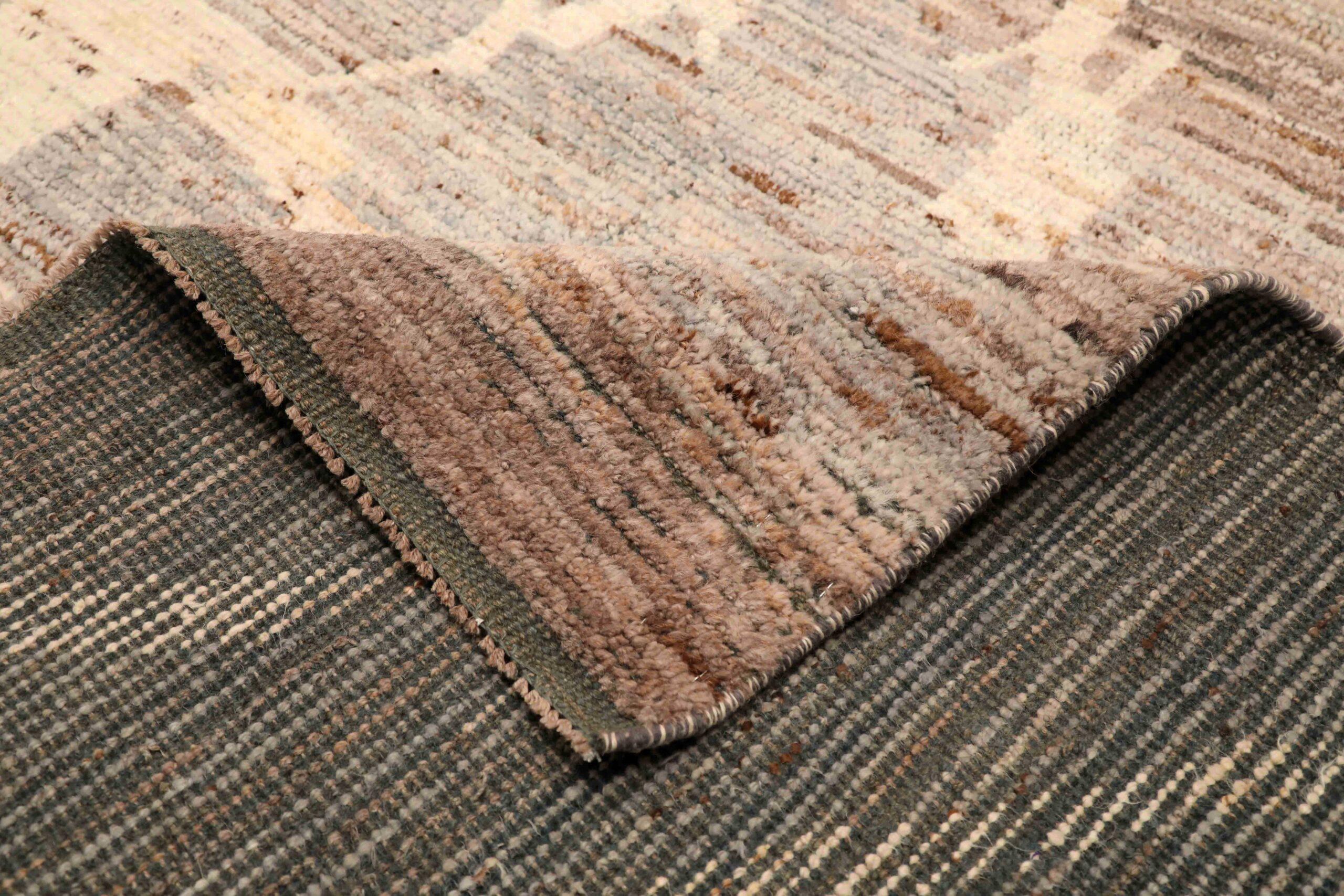 Tribale Tappeti Afghanistan Moroccan Area Rugs - Lana Marrone Avorio Design - 96446 in vendita