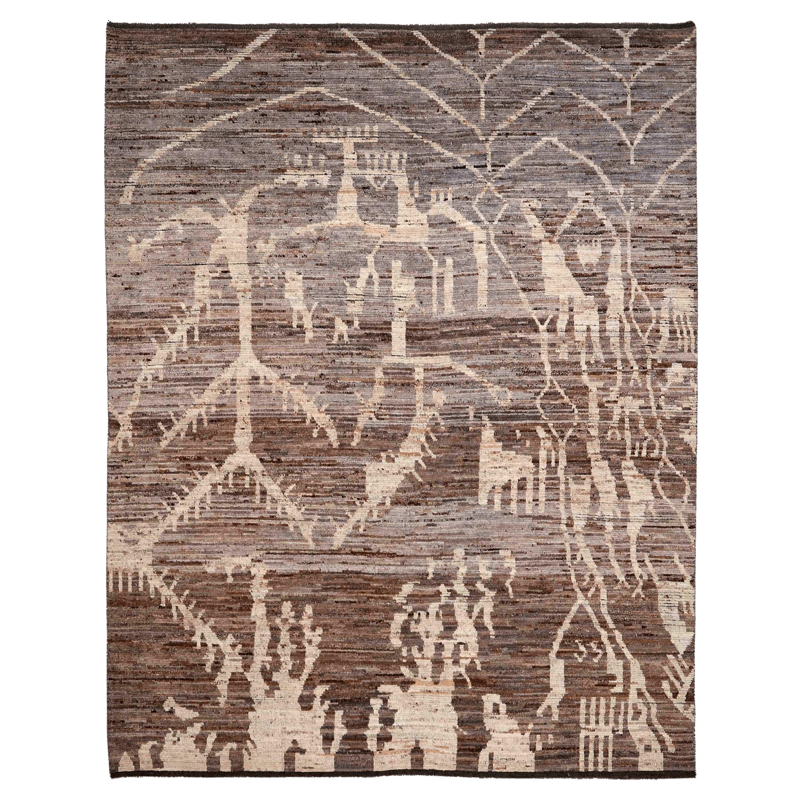Tappeti Afghanistan Moroccan Area Rugs - Lana Marrone Avorio Design - 96446