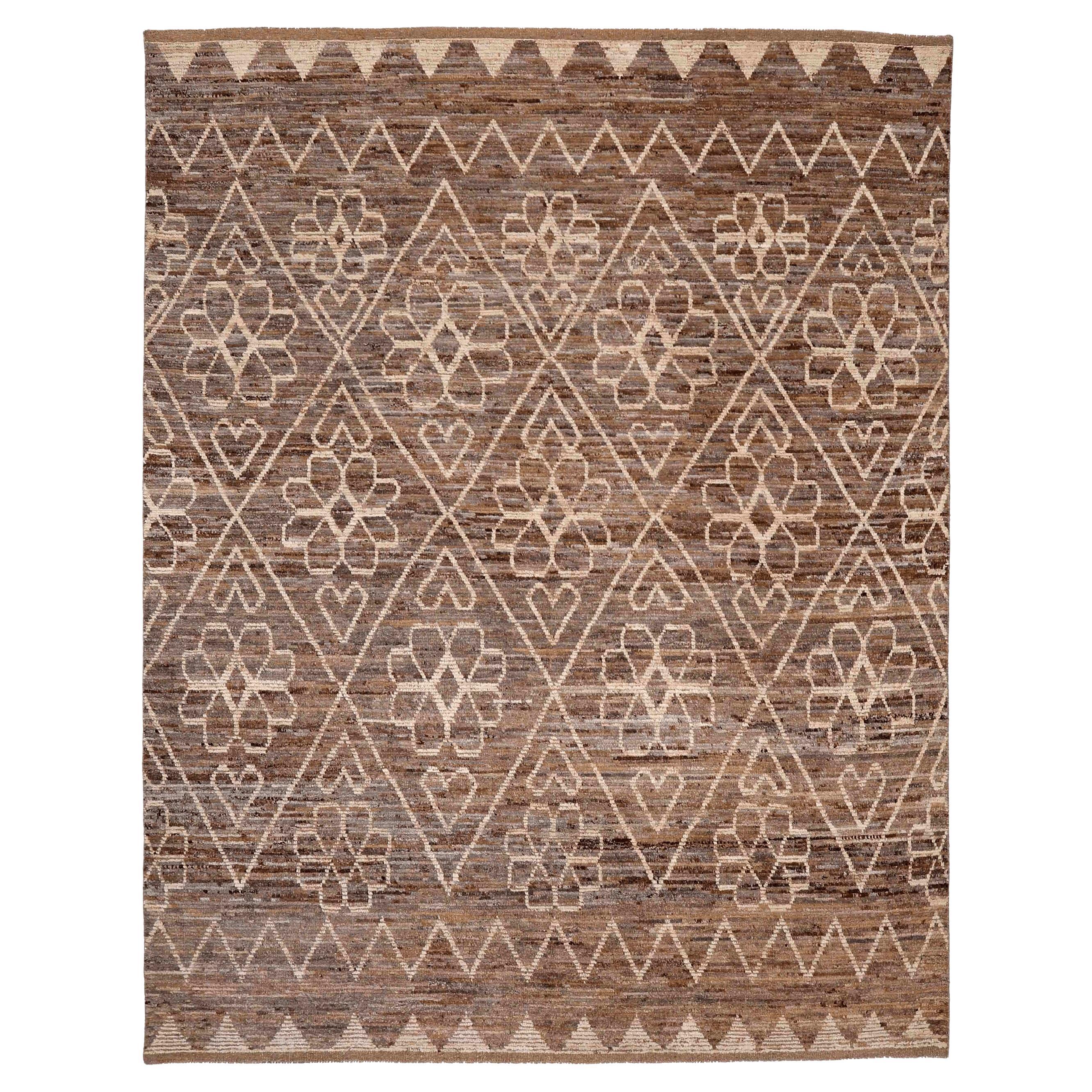 Tappeti Afghanistan Moroccan Area Rugs - Lana Marrone Avorio Design - 96447