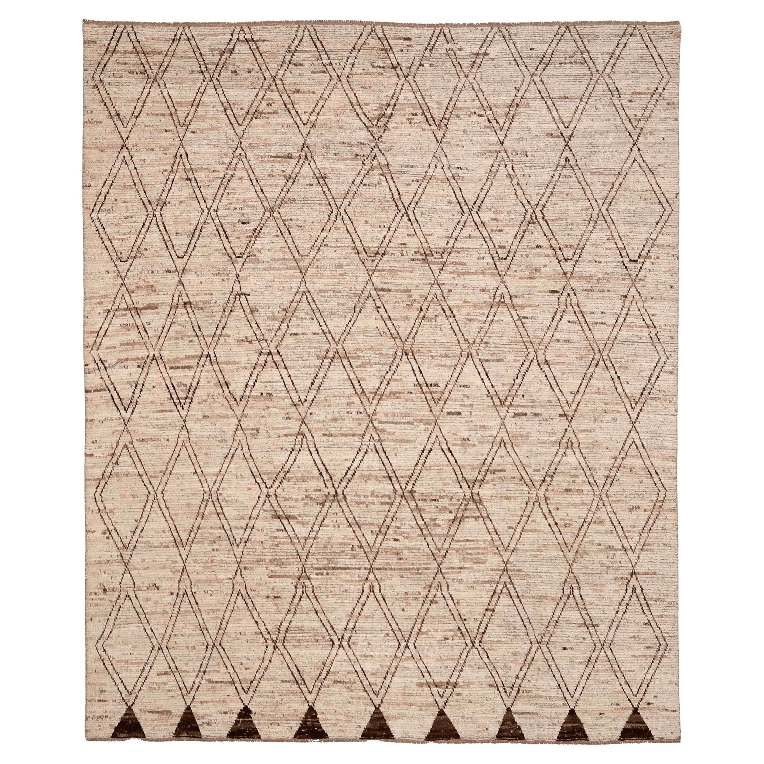 Tappeti Afghanistan Moroccan Area Rugs - Lana Marrone Avorio Design - 96448