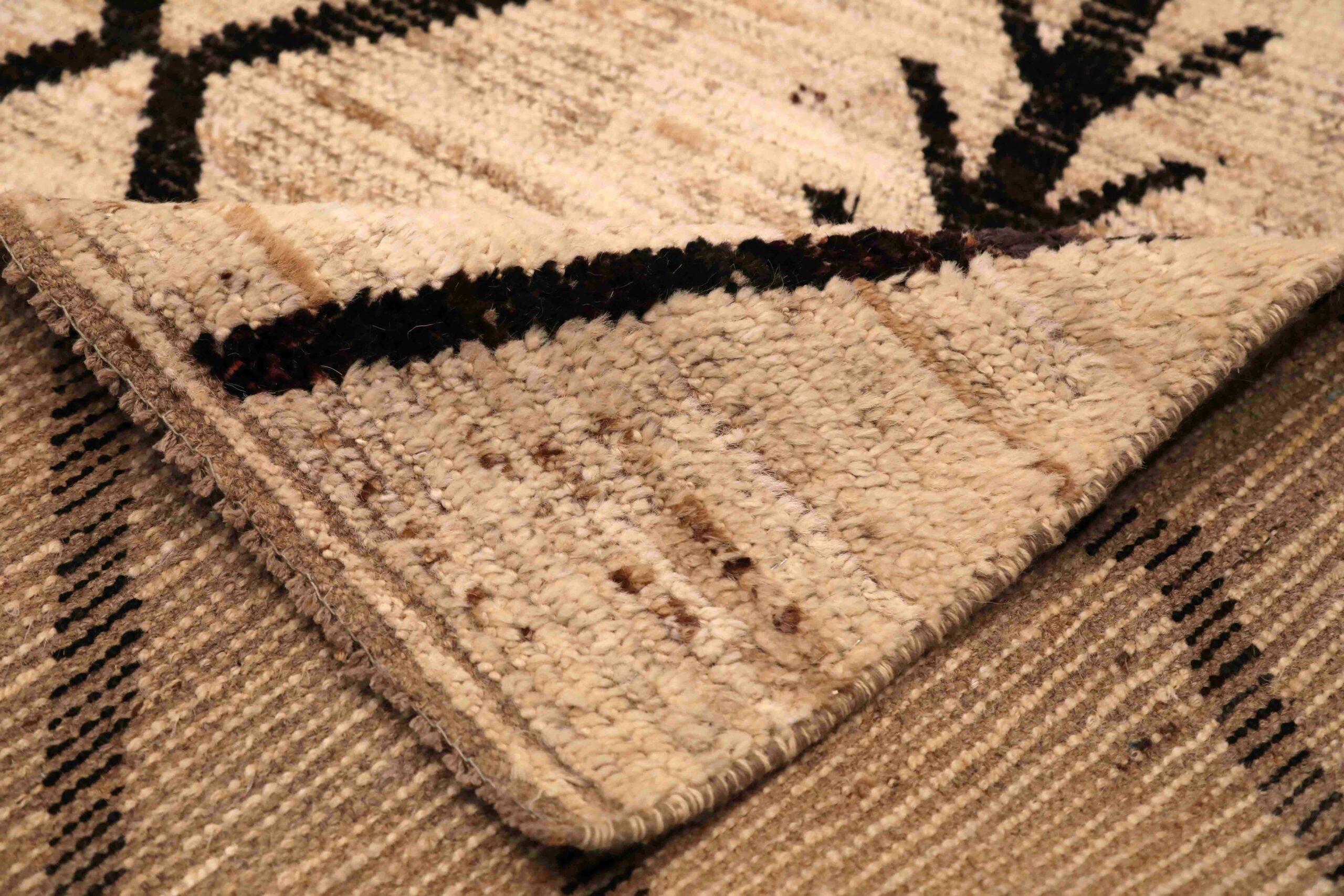 Tribale Tappeti Afghanistan Moroccan Area Rugs - Lana Marrone Avorio Design - 96449 in vendita