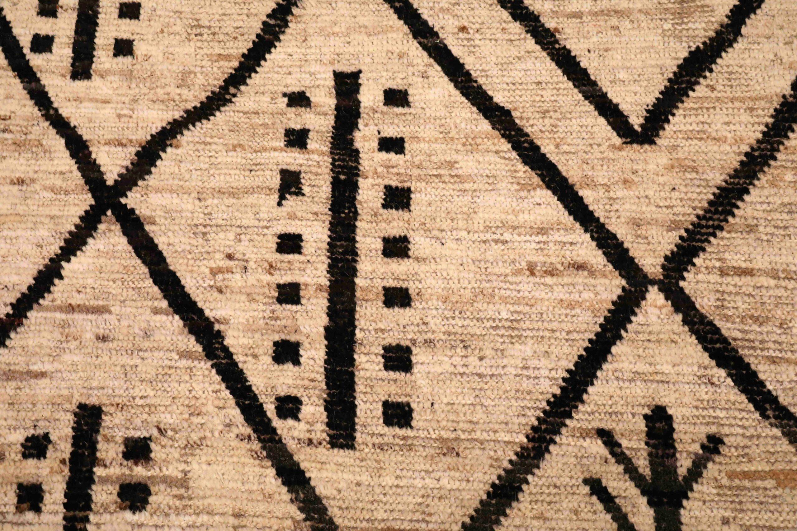 Afghano Tappeti Afghanistan Moroccan Area Rugs - Lana Marrone Avorio Design - 96449 in vendita