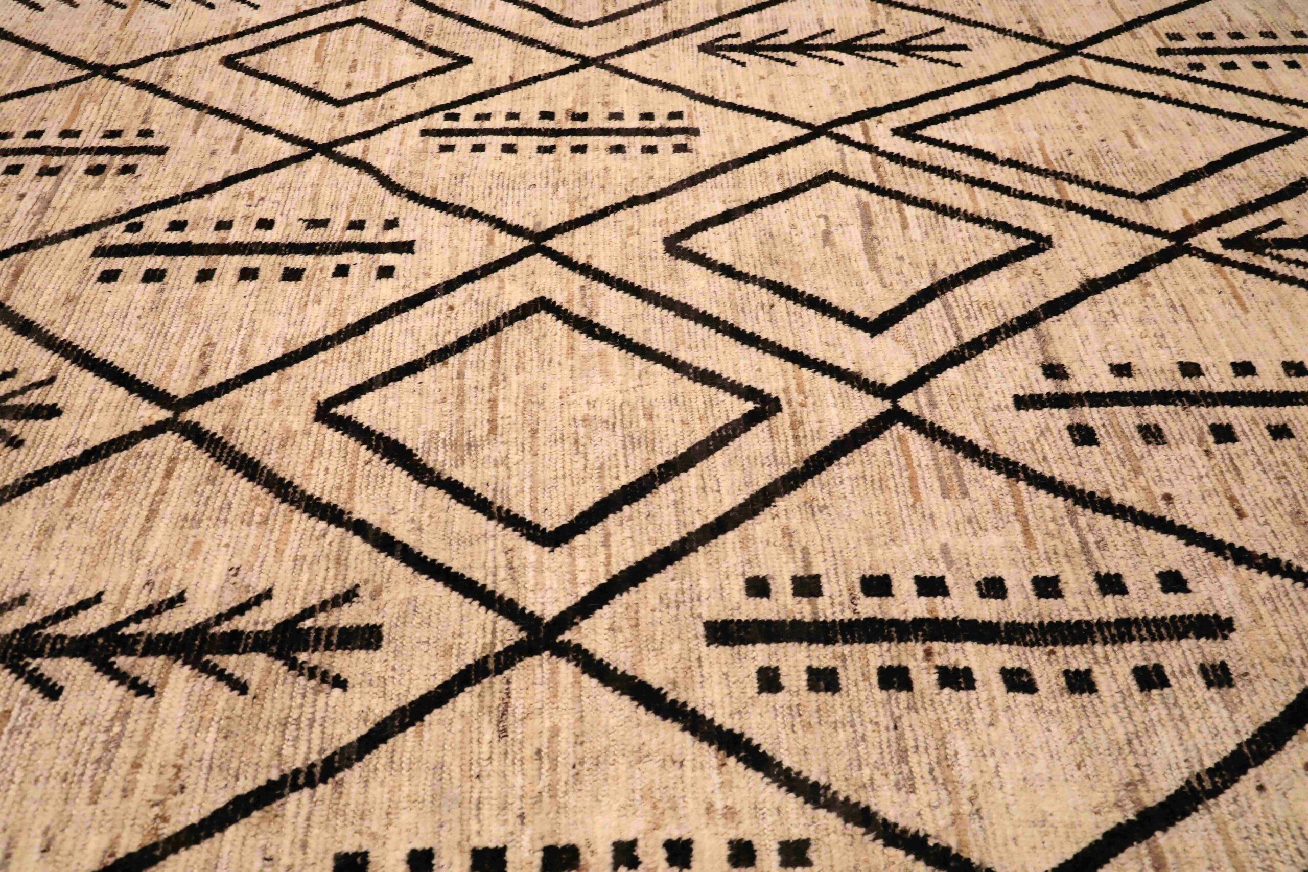 Tappeti Afghanistan Moroccan Area Rugs - Lana Marrone Avorio Design - 96449 In condizioni ottime in vendita a Dallas, TX