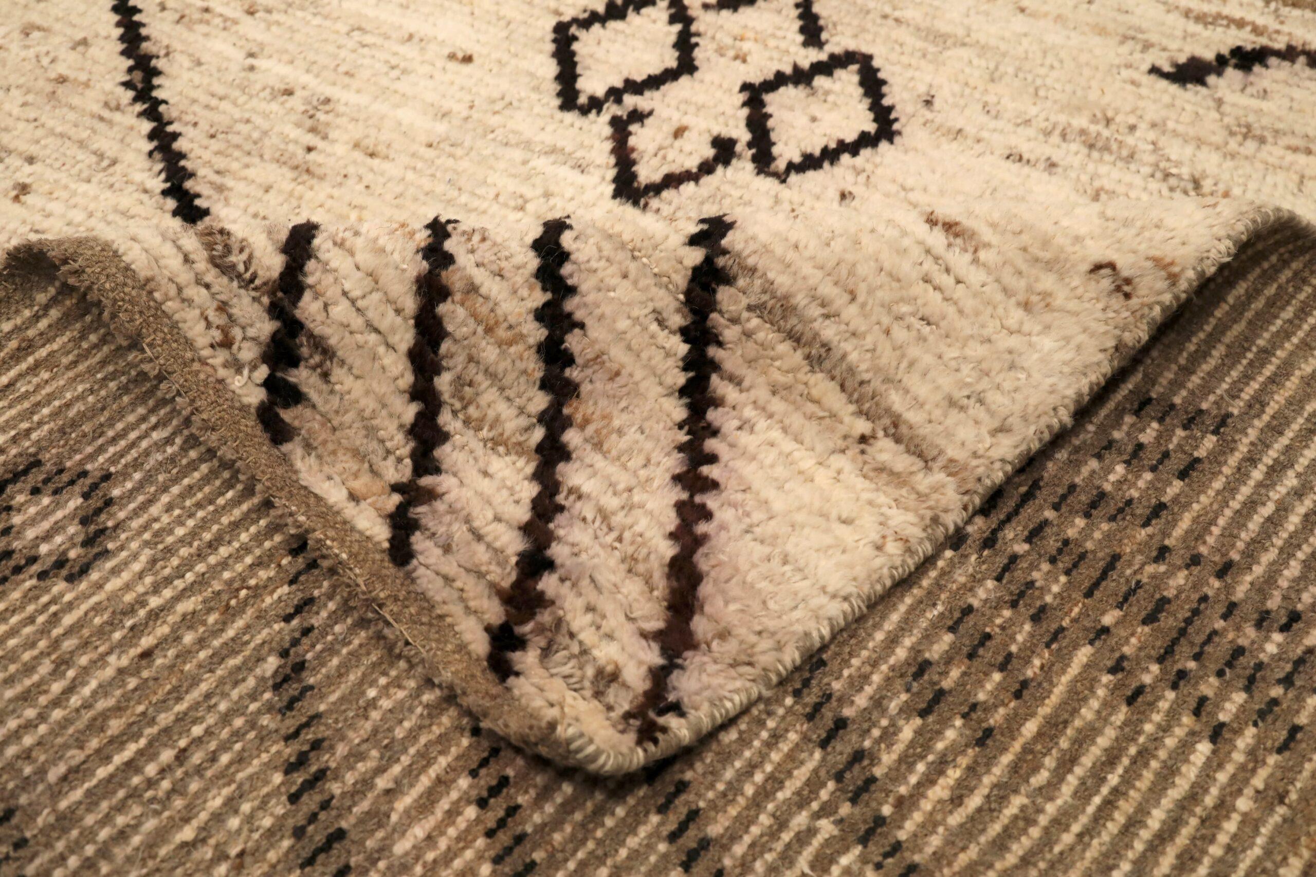Afghanistan Marokkanische Teppiche - Wolle Braun Elfenbein Design - 96453 (Afghanisch) im Angebot