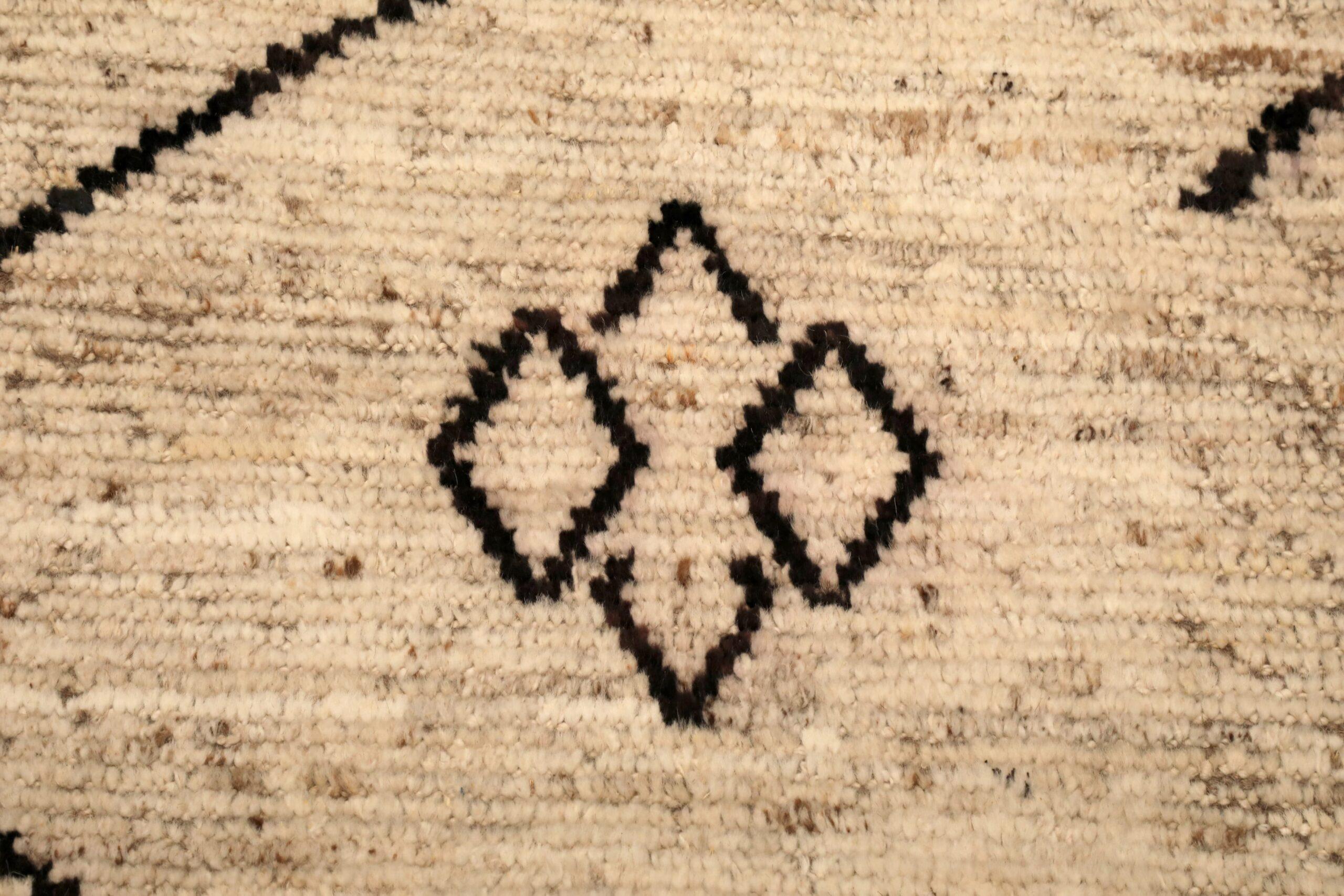 Afghanistan Marokkanische Teppiche - Wolle Braun Elfenbein Design - 96453 (Handgeknüpft) im Angebot