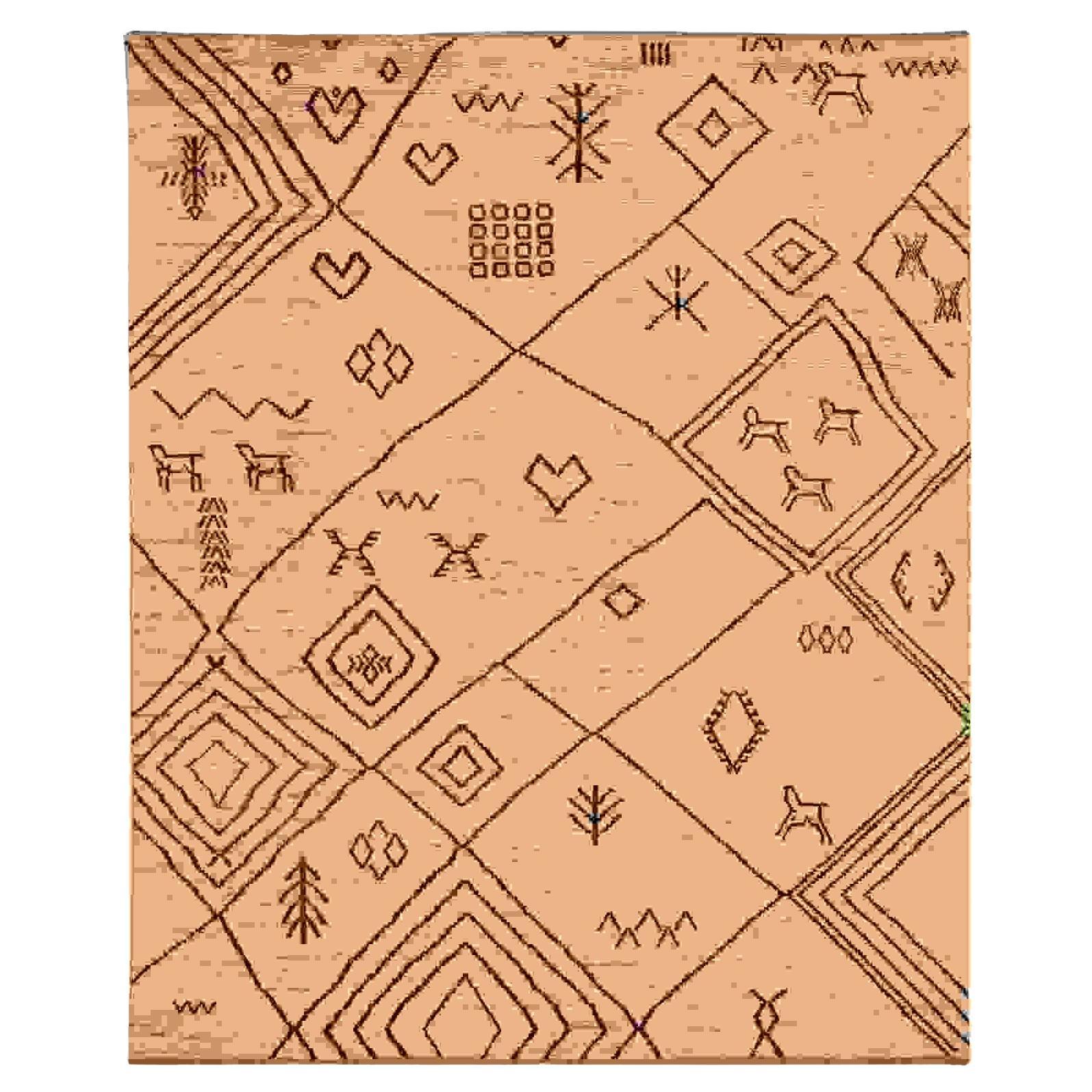 Afghanistan Marokkanische Teppiche - Wolle Braun Elfenbein Design - 96453