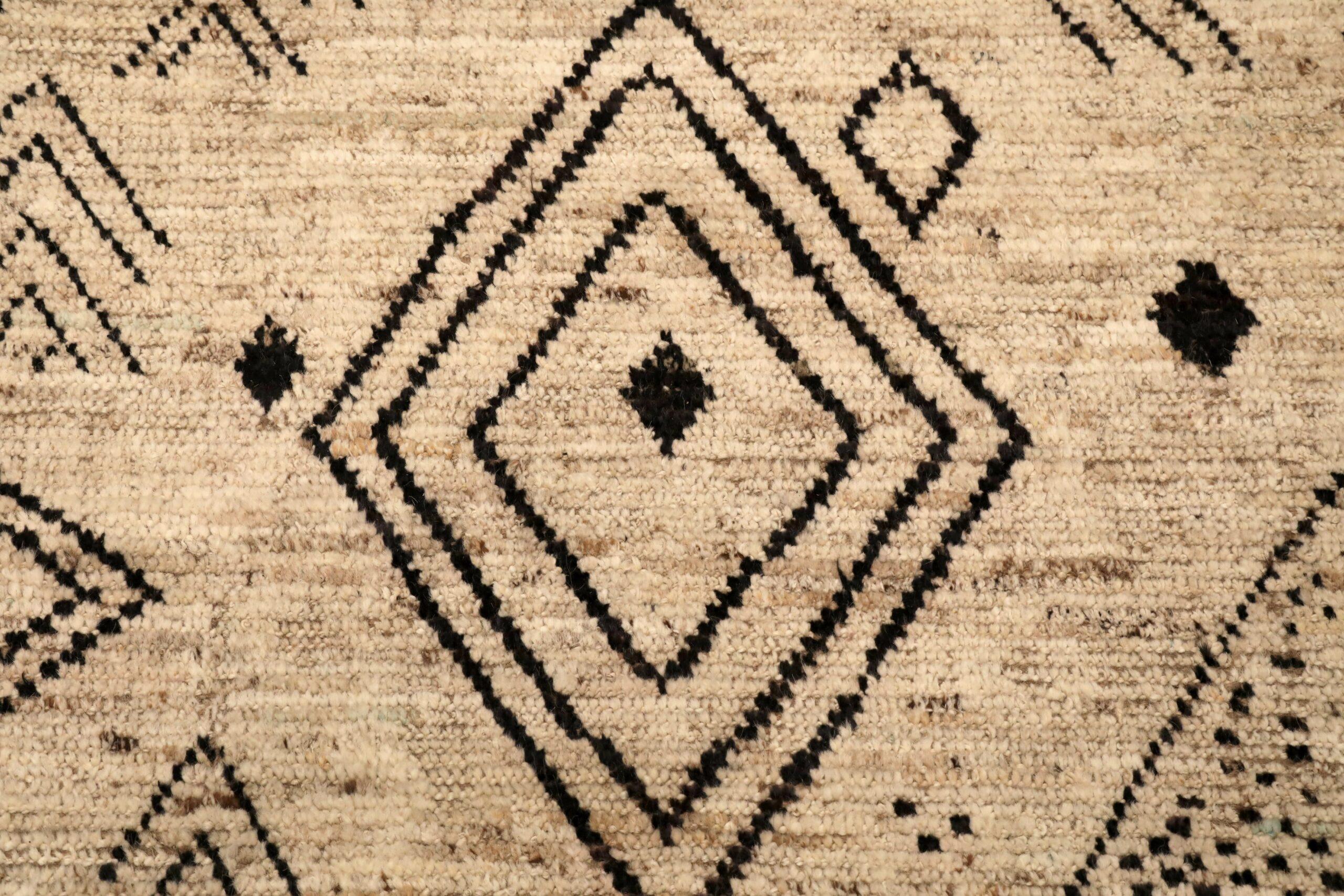 Afghanistan Marokkanische Teppiche - Wolle Braun Elfenbein Design - 96454 (Afghanisch) im Angebot
